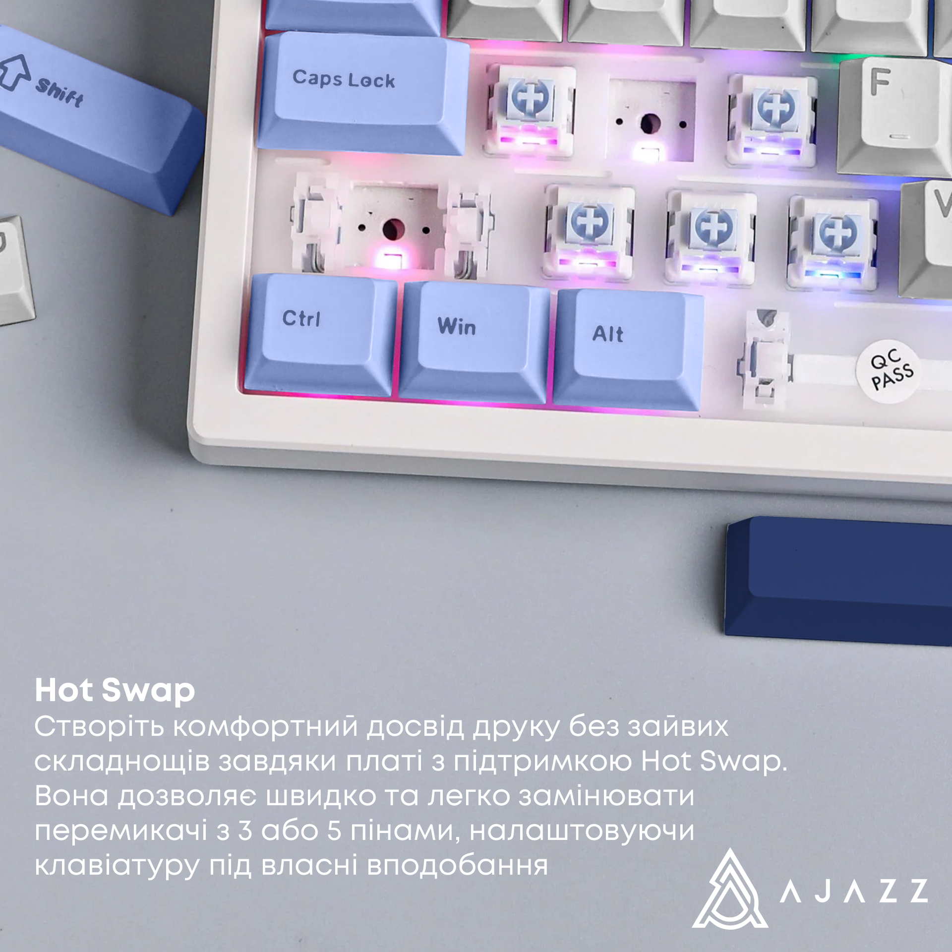 Игровая клавиатура Ajazz AK650 Sea Salt Switches Blue-White-Blue (AK650-SS-BWB) фото12