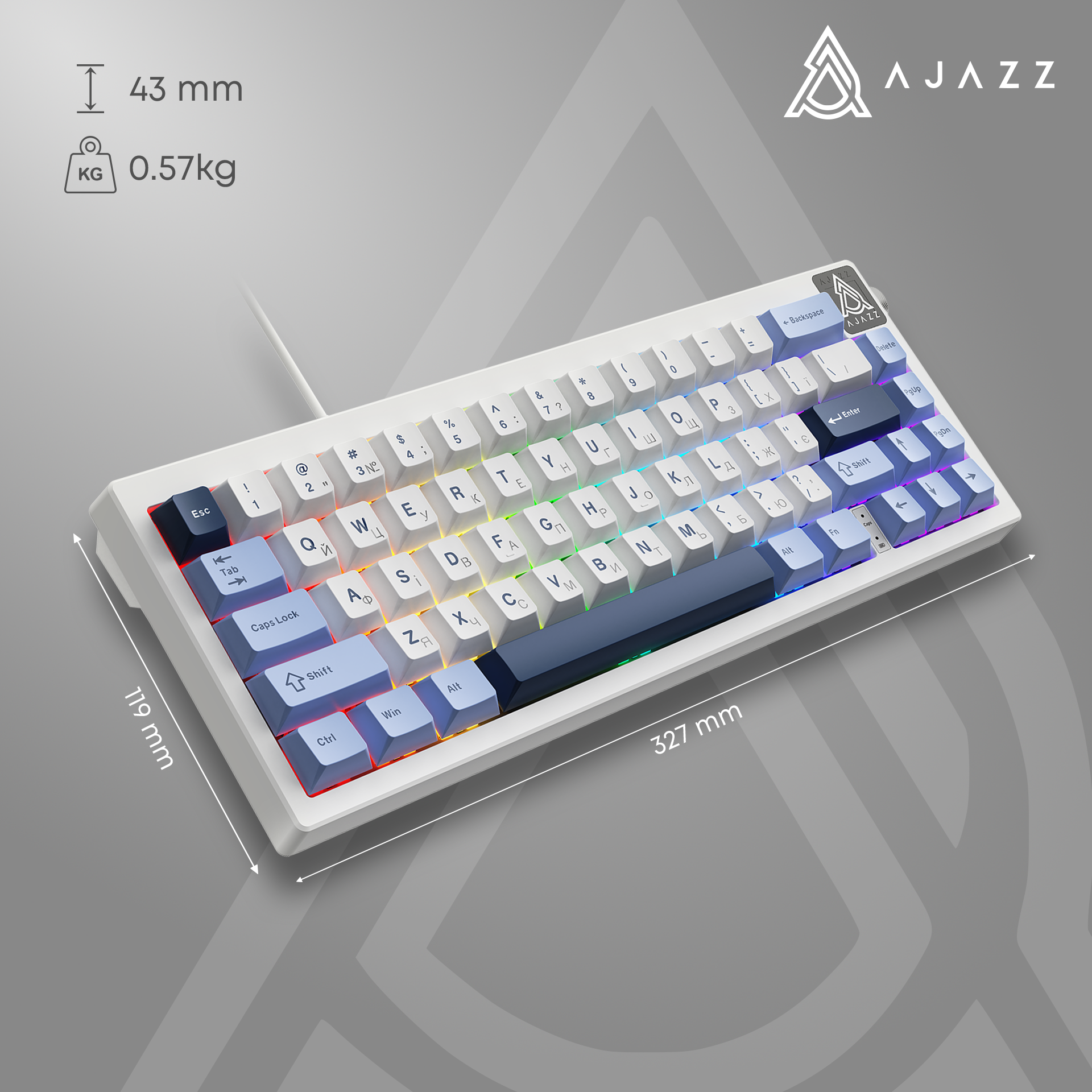 Игровая клавиатура Ajazz AK650 Sea Salt Switches Blue-White-Blue (AK650-SS-BWB) фото15