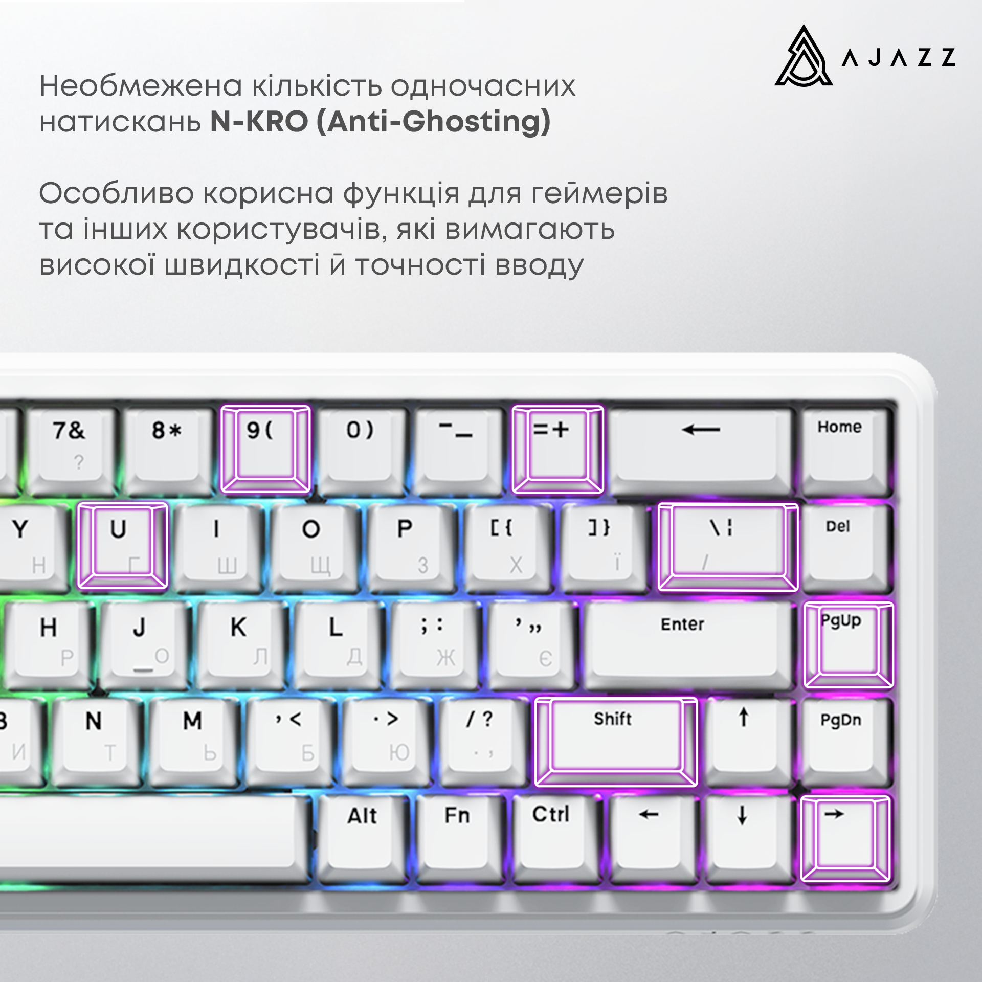 Игровая клавиатура Ajazz AK680 Max Magnetic Switches RGB White (AK680-WM-W-A) фото5