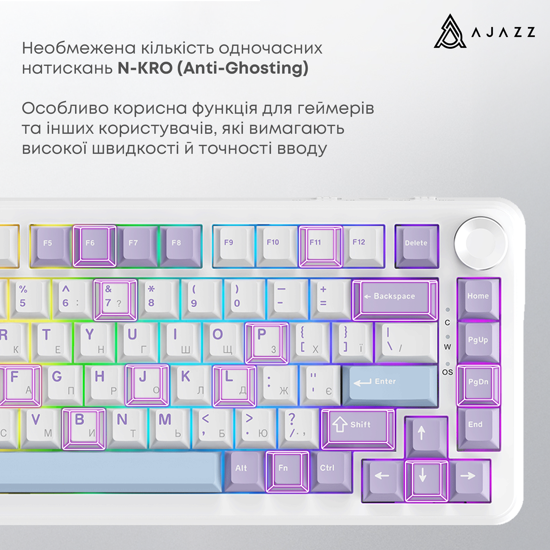 Игровая клавиатура Ajazz AK820 Max Magnetic Switches RGB Purple-White-Blue (AK820MAX-WM-PWB) фото5
