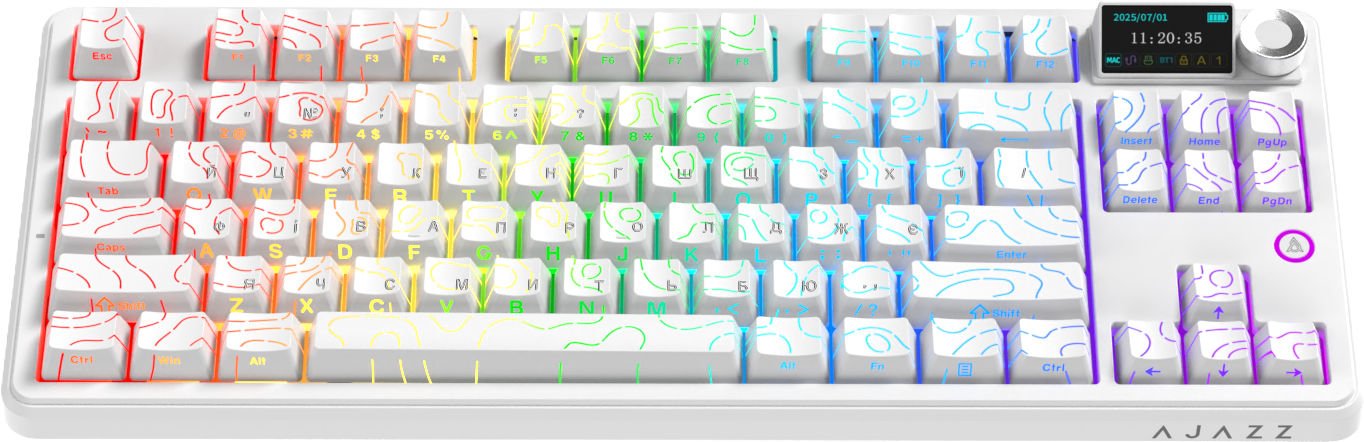 Игровая клавиатура Ajazz AK870 V2 Side Contour Wireless White (AK870-V2-S-W) фото2