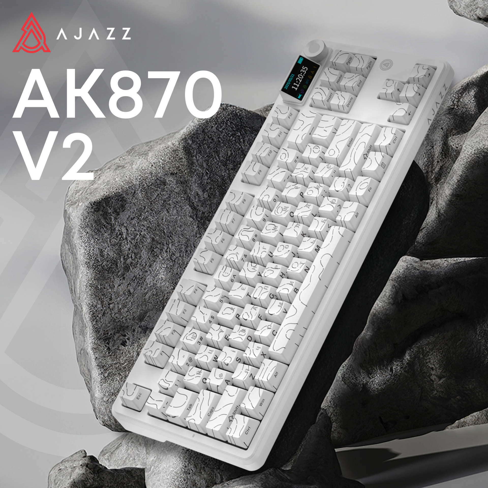 Игровая клавиатура Ajazz AK870 V2 Side Contour Wireless White (AK870-V2-S-W) фото6