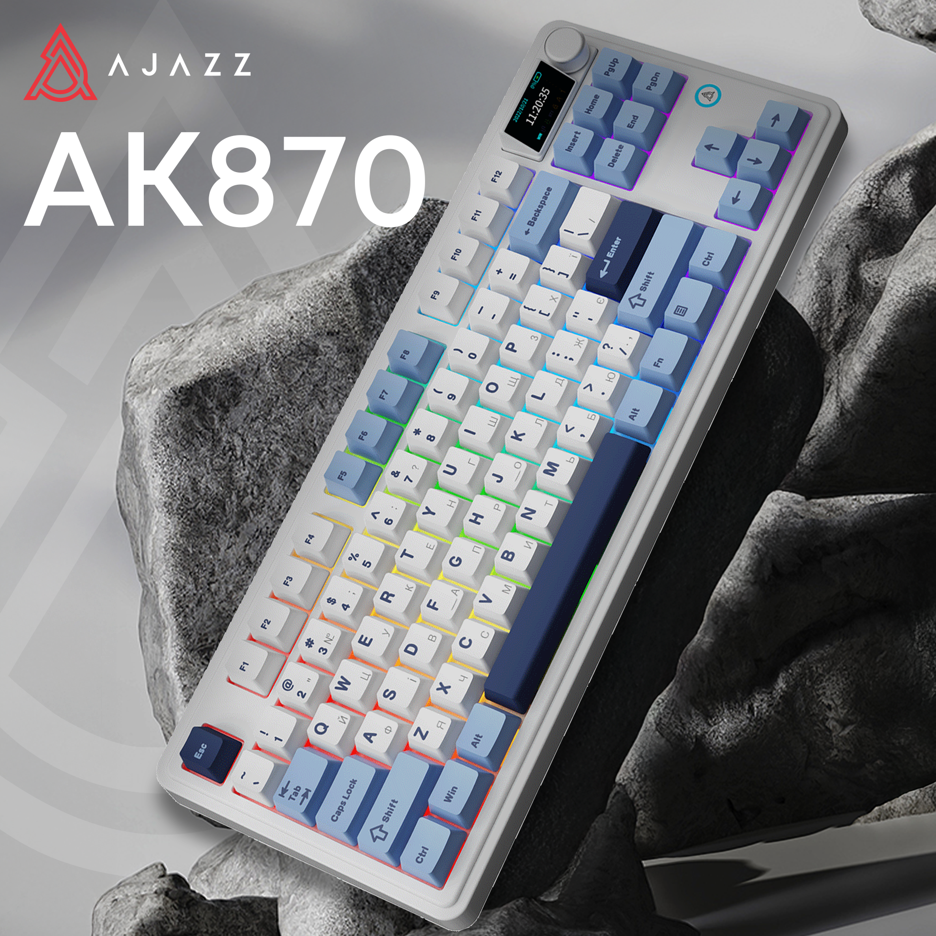 Игровая клавиатура AK870 Plus Murad Switches Wireless RGB Blue-White-Dark Blue (AK870-MU-BWD) фото3