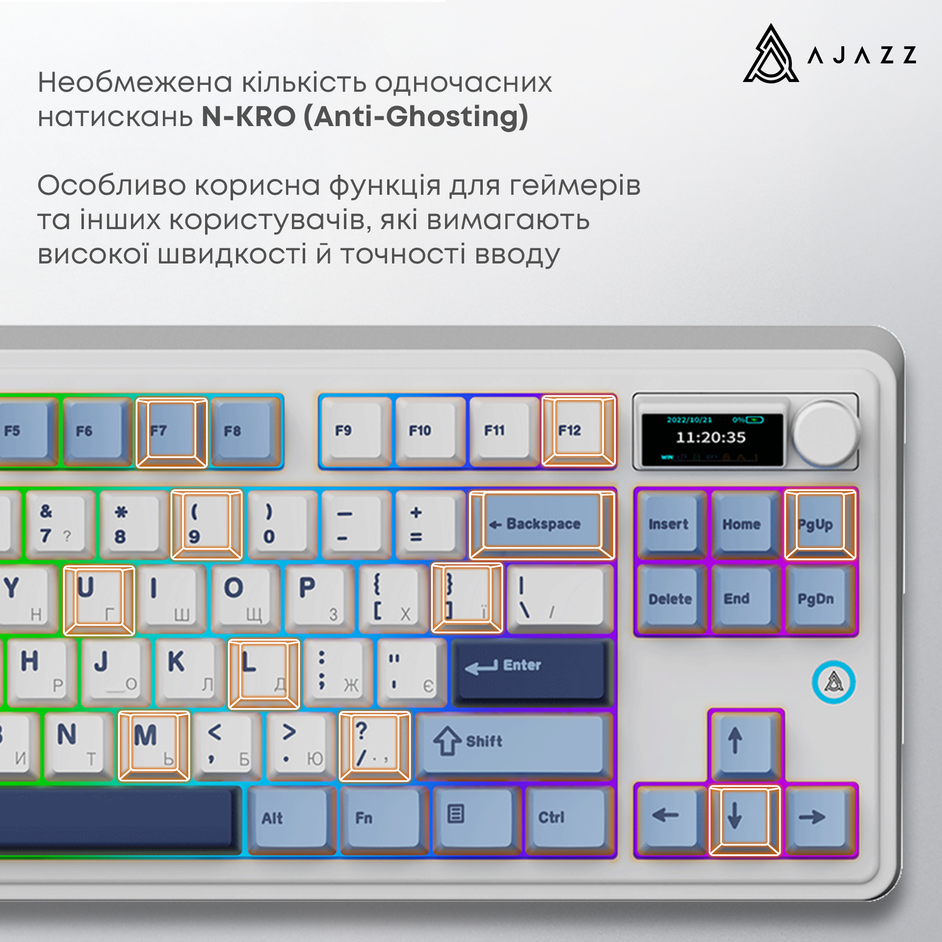 Игровая клавиатура AK870 Plus Murad Switches Wireless RGB Blue-White-Dark Blue (AK870-MU-BWD) фото5