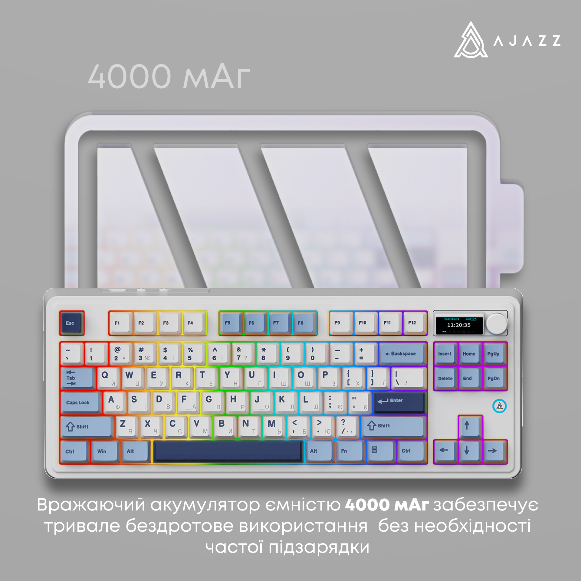 Игровая клавиатура AK870 Plus Murad Switches Wireless RGB Blue-White-Dark Blue (AK870-MU-BWD) фото10