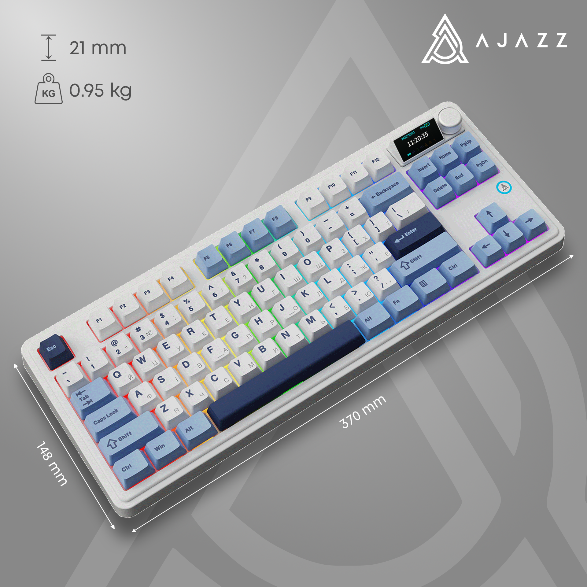 Игровая клавиатура AK870 Plus Murad Switches Wireless RGB Blue-White-Dark Blue (AK870-MU-BWD) фото12