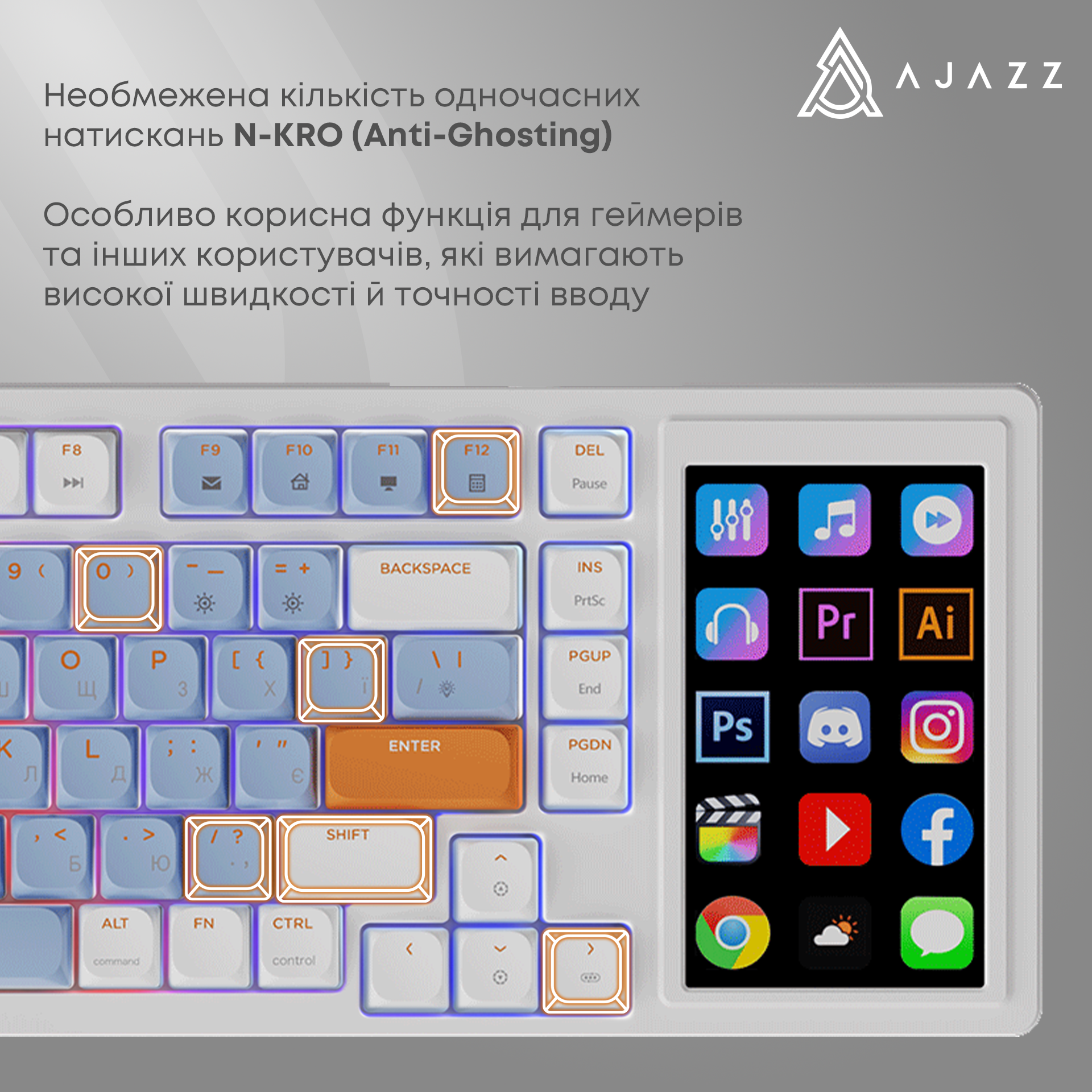 Игровая клавиатура AKP815 Red Switches RGB White-Blue-Orange (AKP815-R-WBO) фото