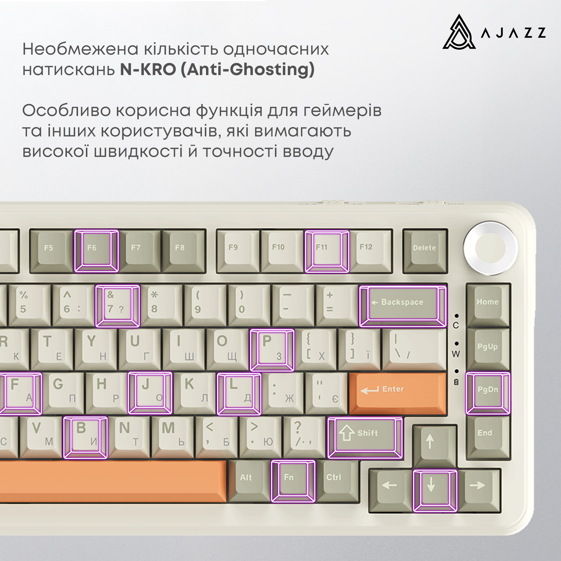 Игровая клавиатура Ajazz AK820 Max Flying Fish Switches Wireless Retro Colour (AK820MAX-FF-R) фото