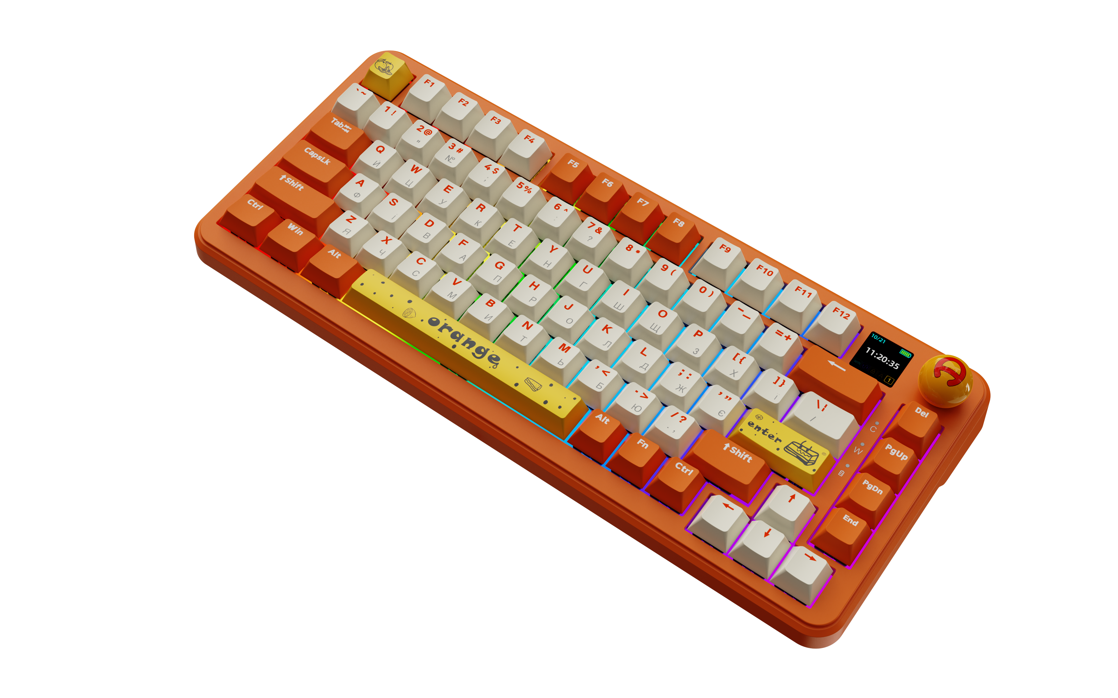 Игровая клавиатура Ajazz AK820 Max Avocado Switches RGB Orange-White (AK820MAX-AS-OW) фото
