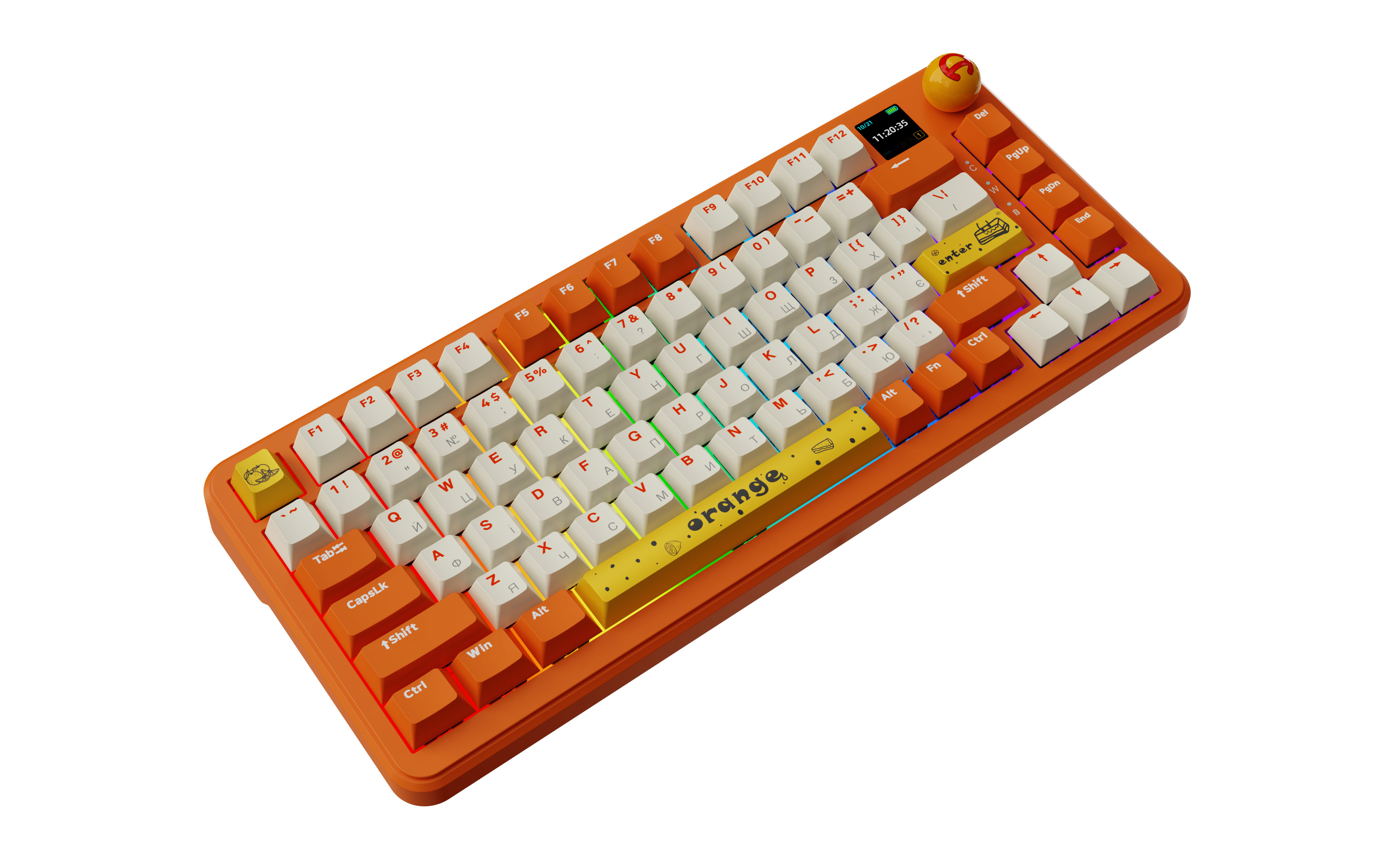 Игровая клавиатура Ajazz AK820 Max Avocado Switches RGB Orange-White (AK820MAX-AS-OW) фото