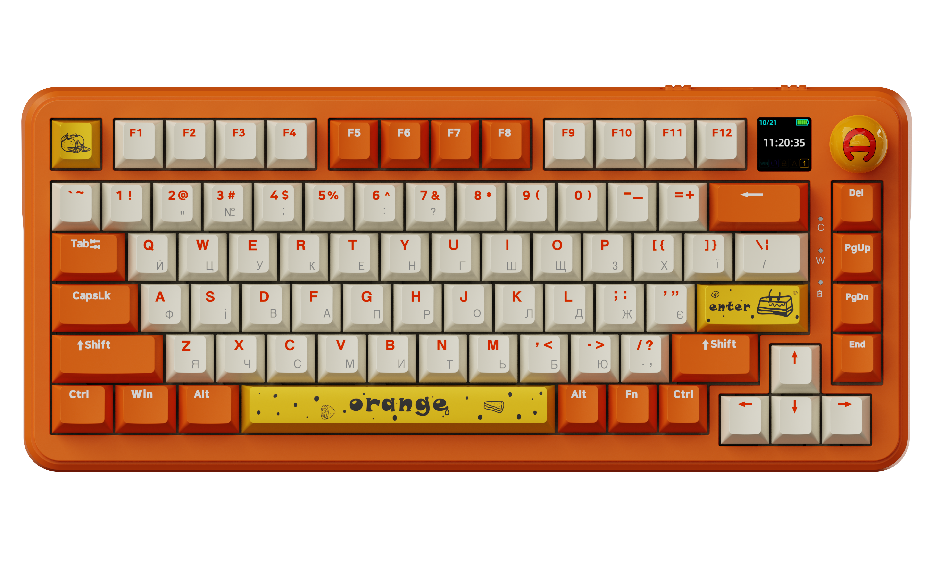 Игровая клавиатура Ajazz AK820 Max Avocado Switches RGB Orange-White (AK820MAX-AS-OW) фото