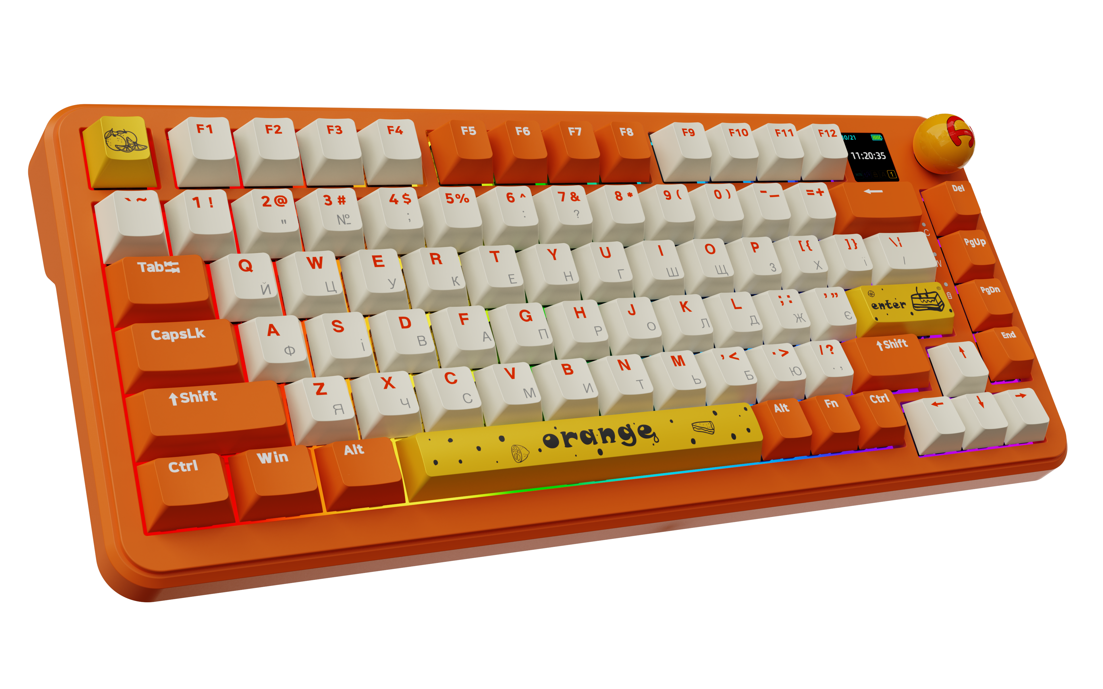 Игровая клавиатура Ajazz AK820 Max Avocado Switches RGB Orange-White (AK820MAX-AS-OW) фото