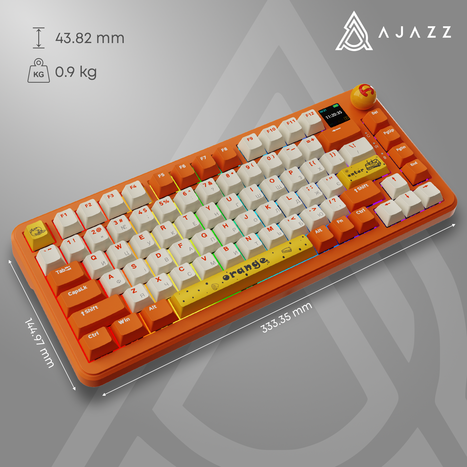 Игровая клавиатура Ajazz AK820 Max Avocado Switches RGB Orange-White (AK820MAX-AS-OW) фото