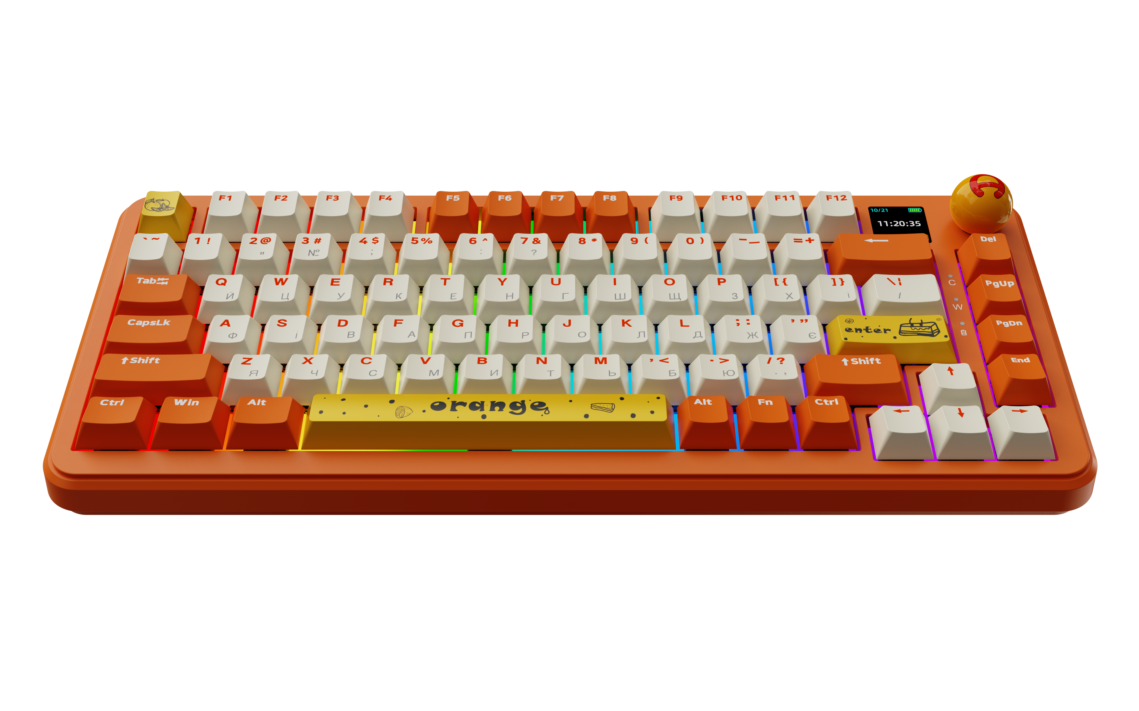 Игровая клавиатура Ajazz AK820 Max Avocado Switches RGB Orange-White (AK820MAX-AS-OW) фото