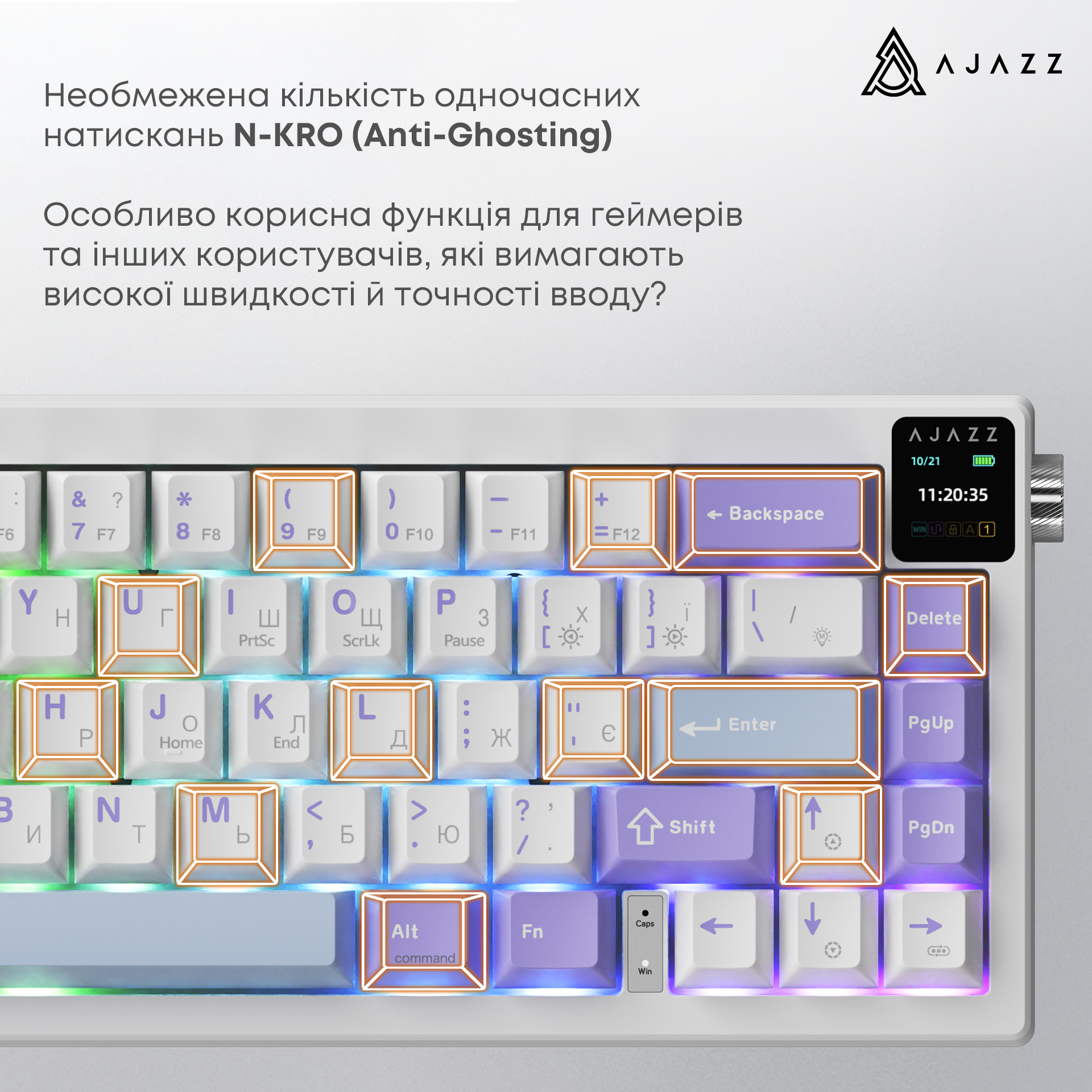 Игровая клавиатура Ajazz AK650 Flying Fish Switches Wireless RGB Purple (AK650-FF-PWB) фото