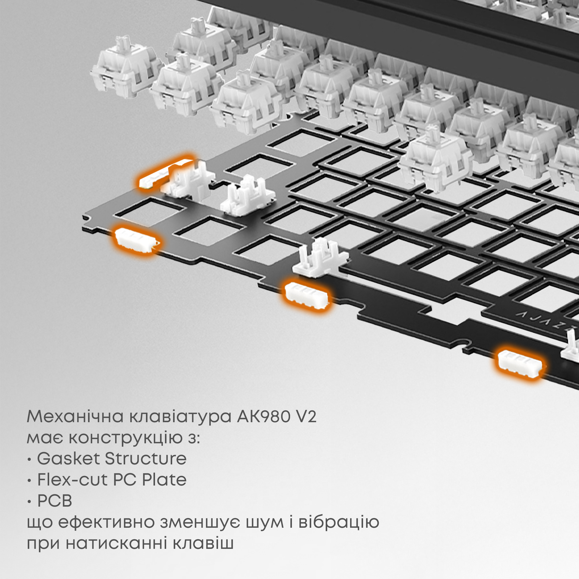 Игровая клавиатура Ajazz AK980 V2 Gift Switches V2 Wireless Black-Grey-Yellow (AK980-V2-G-BGY) фото