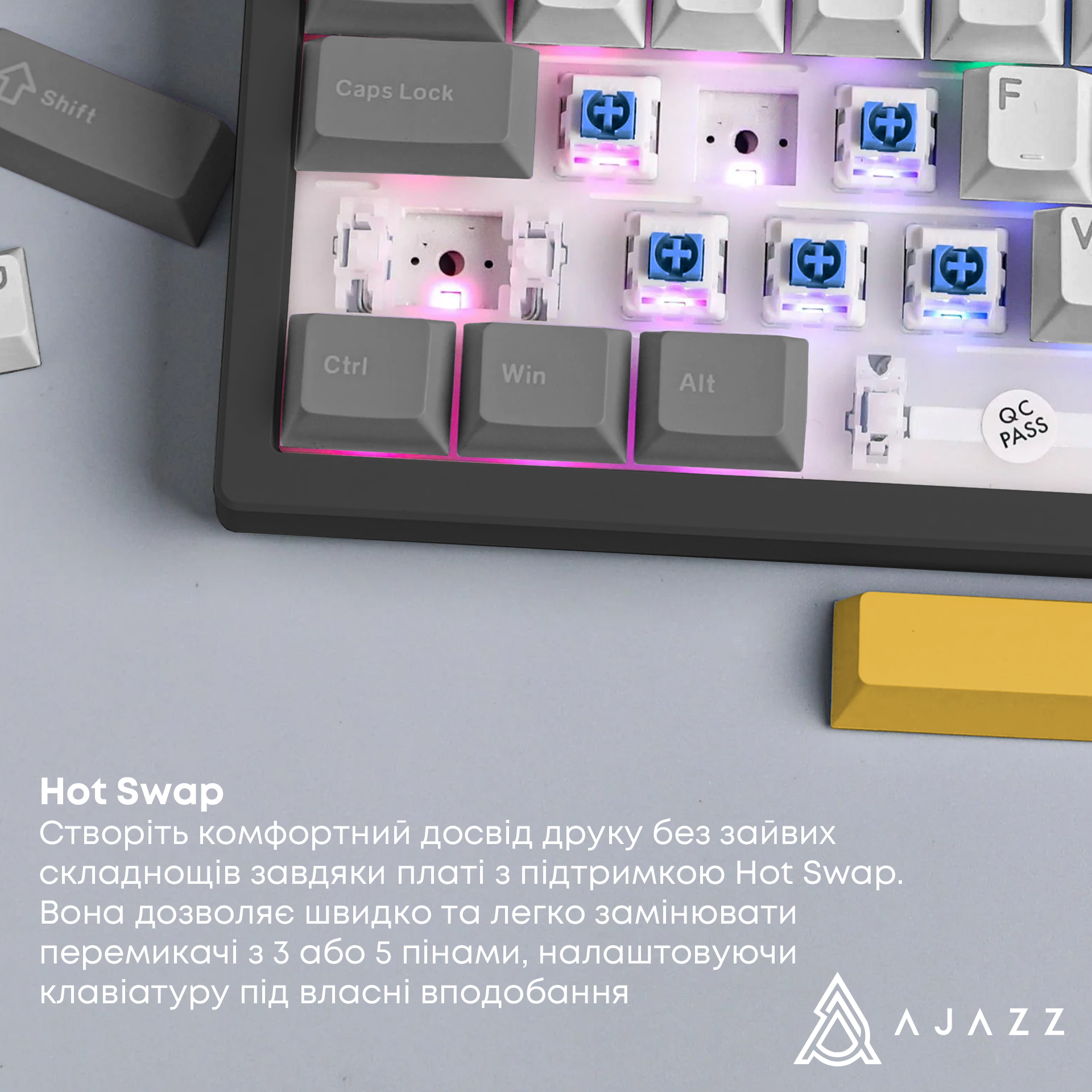 Игровая клавиатура Ajazz AK980 V2 Gift Switches V2 Wireless Black-Grey-Yellow (AK980-V2-G-BGY) фото