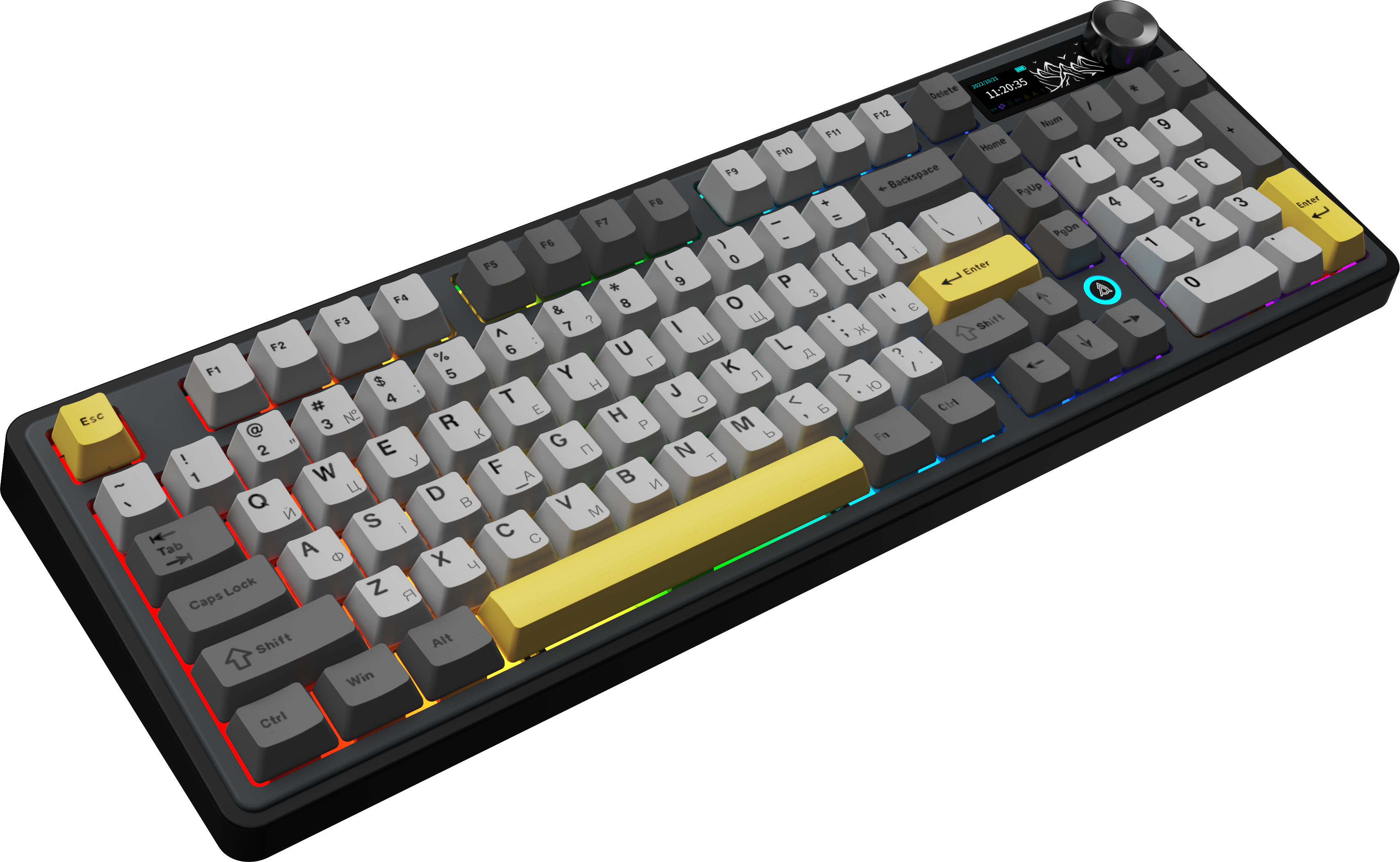 Игровая клавиатура Ajazz AK980 V2 Gift Switches V2 Wireless Black-Grey-Yellow (AK980-V2-G-BGY) фото