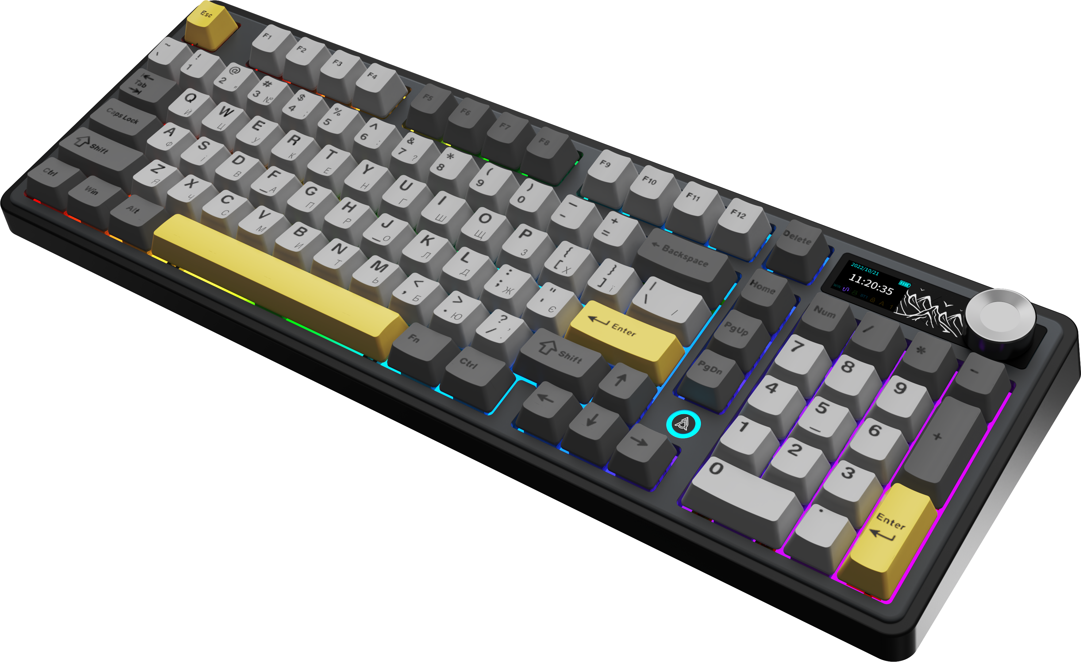 Игровая клавиатура Ajazz AK980 V2 Gift Switches V2 Wireless Black-Grey-Yellow (AK980-V2-G-BGY) фото