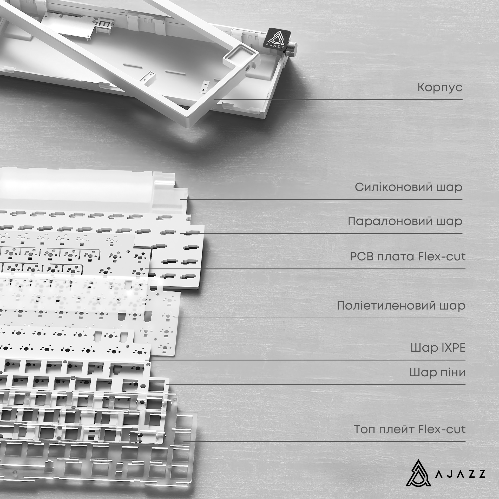 Игровая клавиатура Ajazz AK650 Day Dream Switches Gradient Black-Grey (AK650-DD-BG) фото