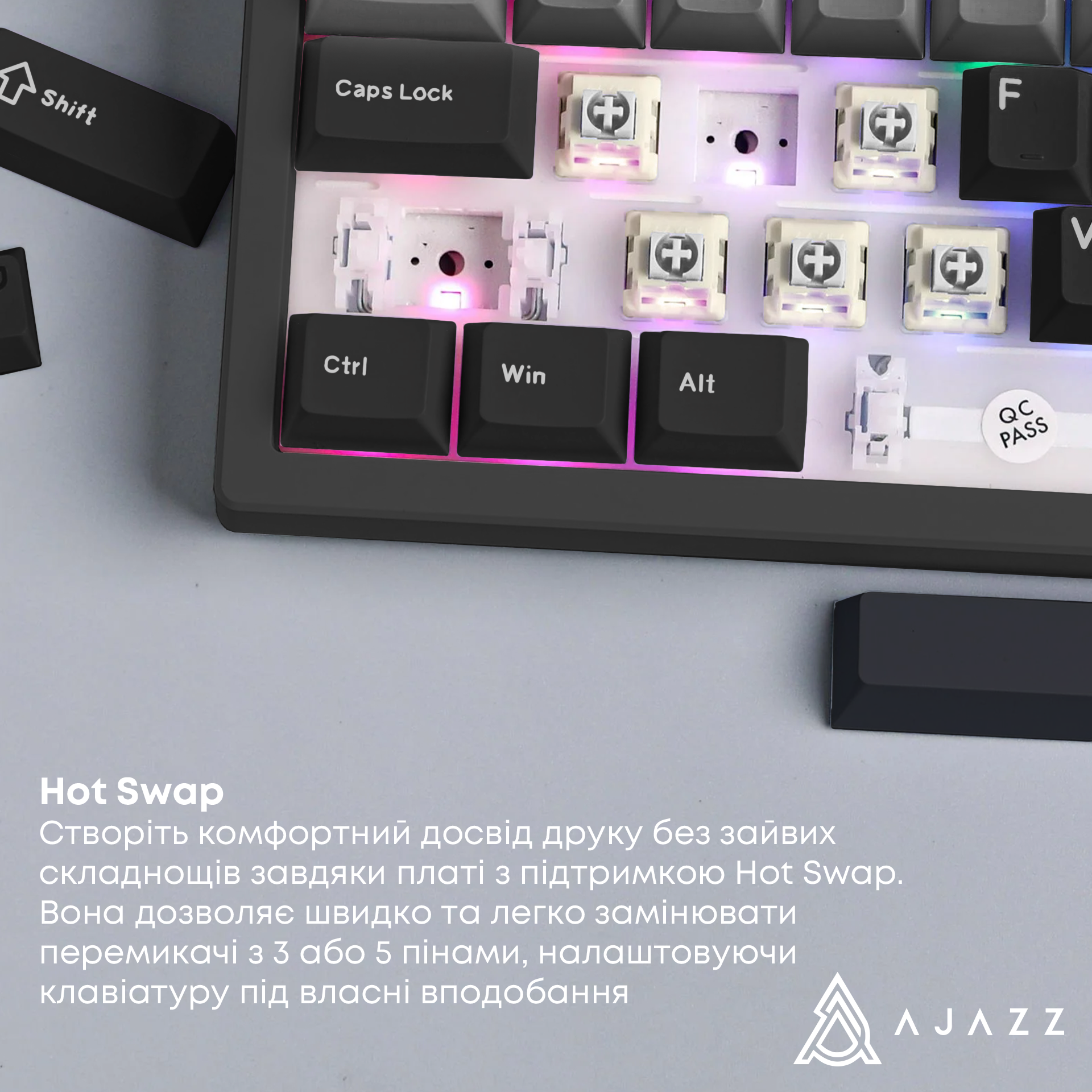 Игровая клавиатура Ajazz AK650 Day Dream Switches Gradient Black-Grey (AK650-DD-BG) фото