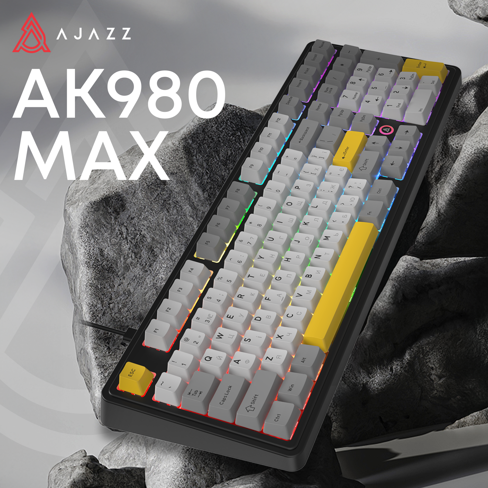 Ігрова клавіатура Ajazz AK980 Max Magnetic Switches Black-Grey-Yellow (AK980-MAX-M-BGY) фото6