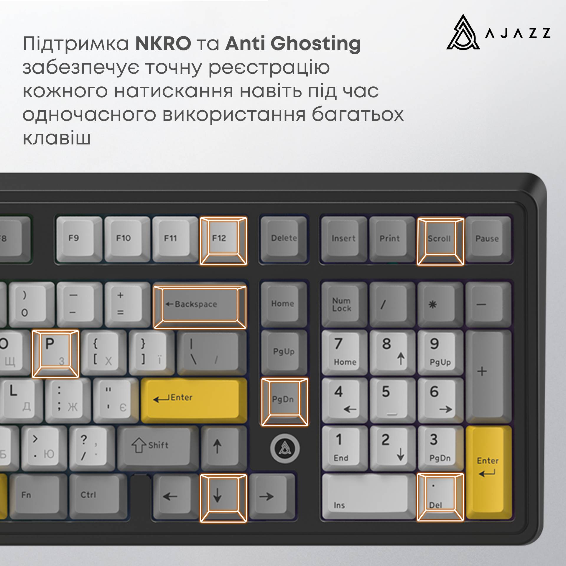 Ігрова клавіатура Ajazz AK980 Max Magnetic Switches Black-Grey-Yellow (AK980-MAX-M-BGY) фото9