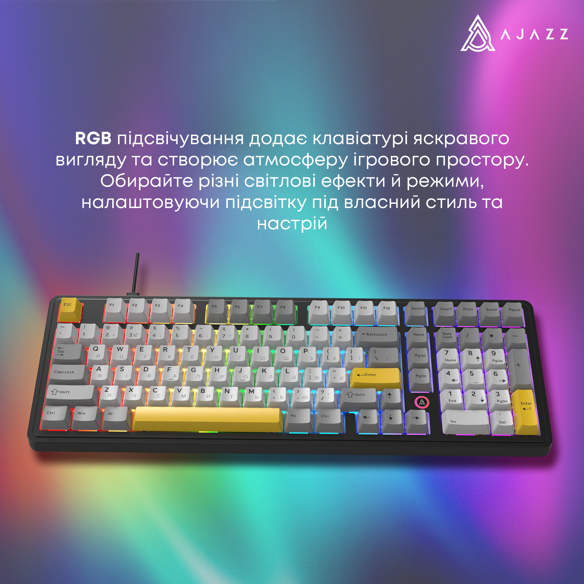 Ігрова клавіатура Ajazz AK980 Max Magnetic Switches Black-Grey-Yellow (AK980-MAX-M-BGY) фото11