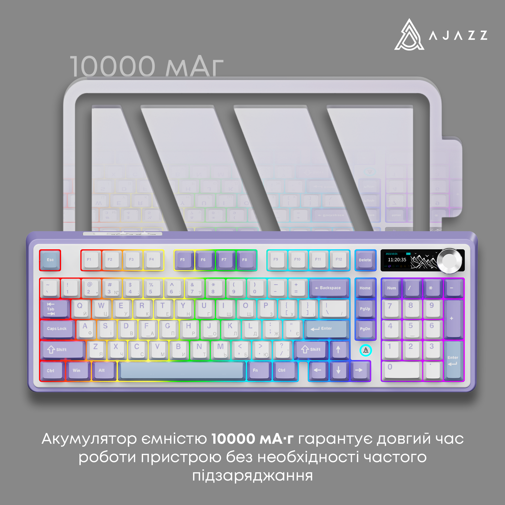 Игровая клавиатура Ajazz AK980 V2 Gift Switches V2 Wireless Purple-White-Blue (AK980-V2-G-PWB) фото