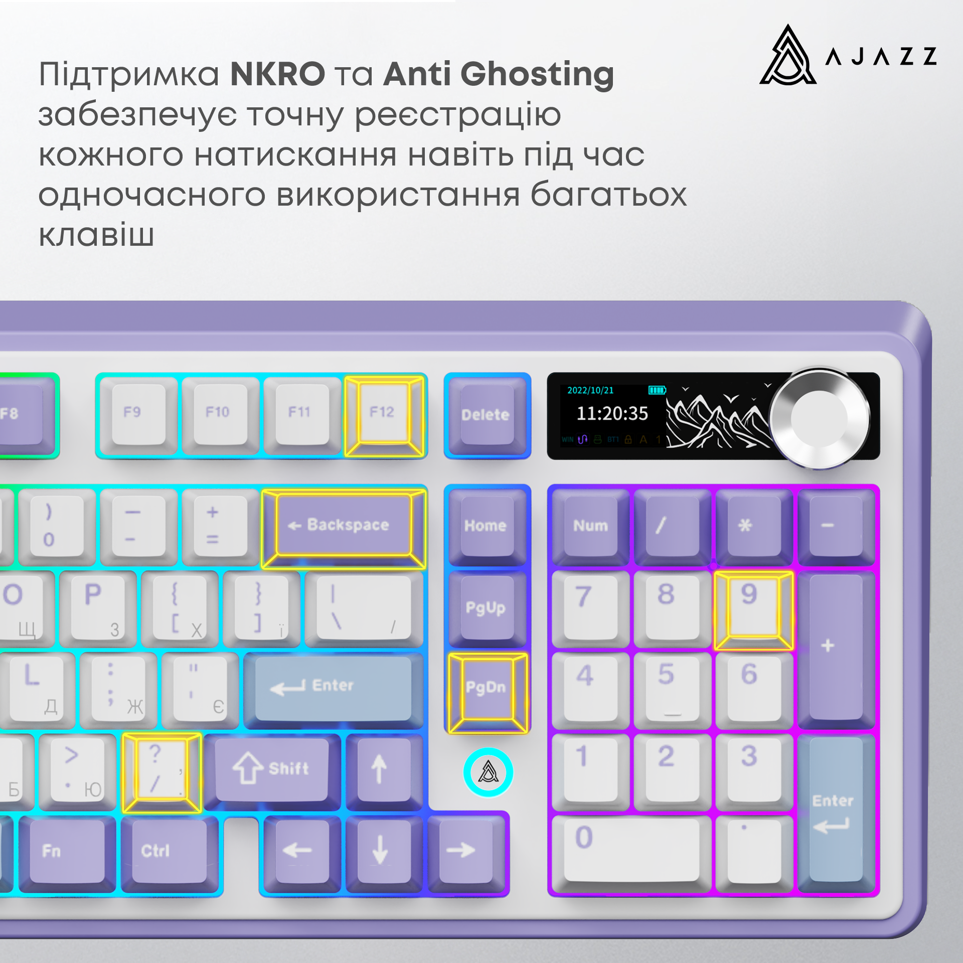 Игровая клавиатура Ajazz AK980 V2 Gift Switches V2 Wireless Purple-White-Blue (AK980-V2-G-PWB) фото