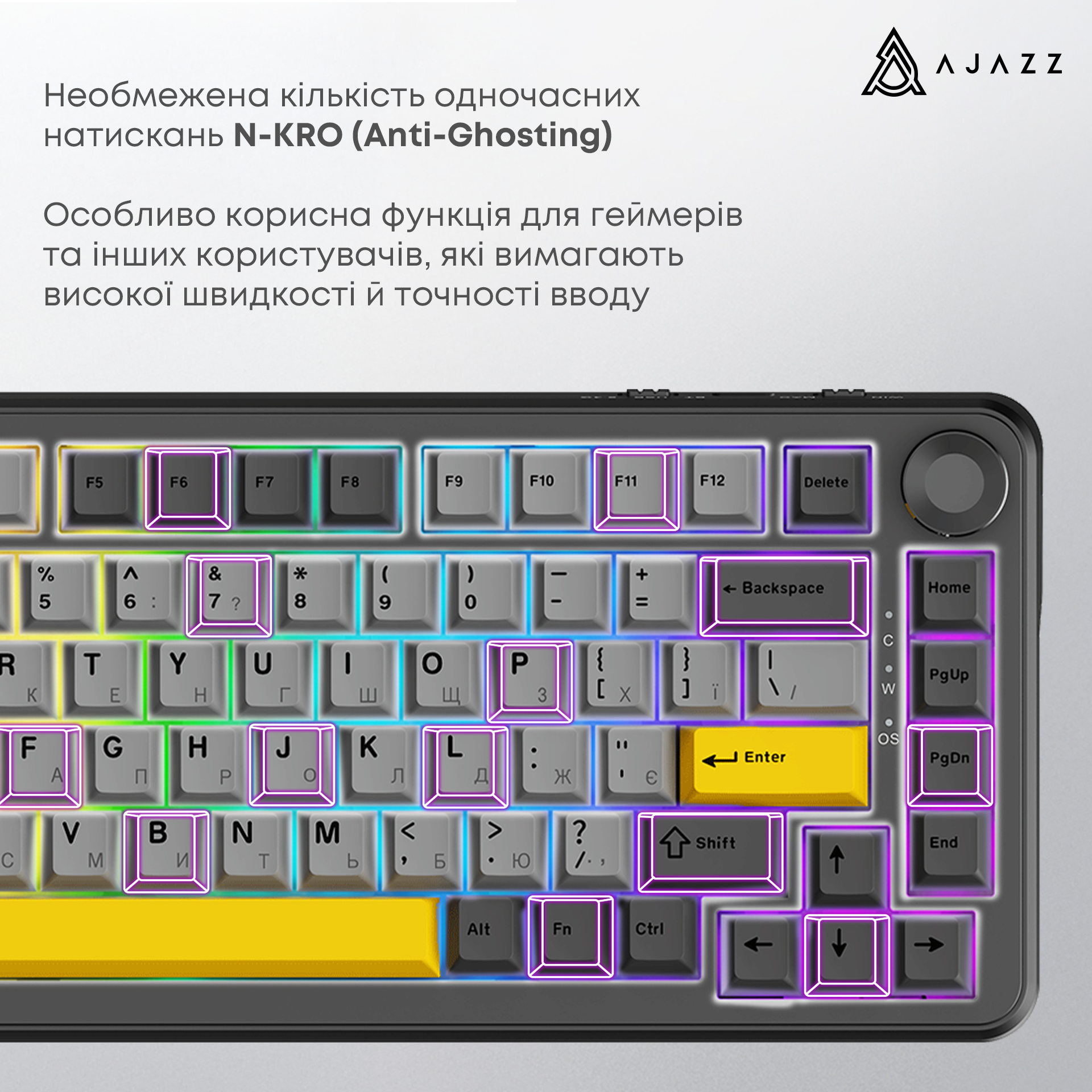 Игровая клавиатура Ajazz AK820 Max Magnetic Switches RGB Black-Grey-Yellow (AK820MAX-WM-BGY) фото5