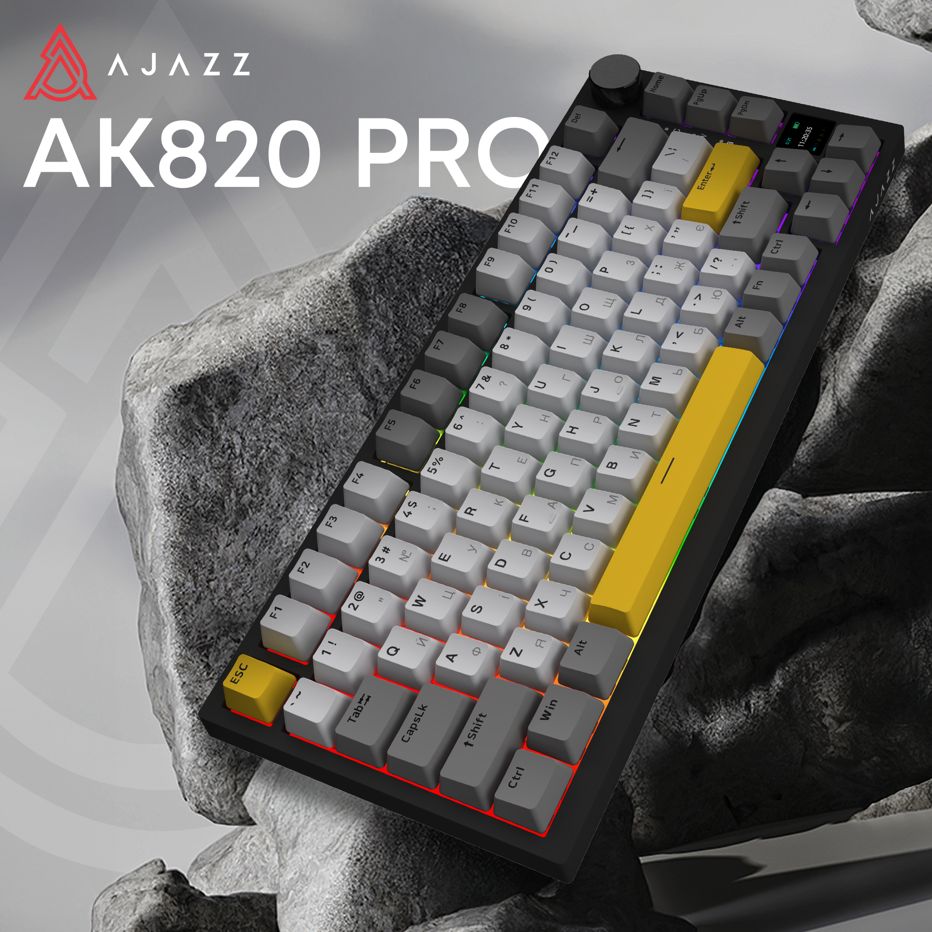 Игровая клавиатура Ajazz AK820 Pro Flying Fish Switches Wireless RGB Black (AK820PRO-FF-BGY) фото