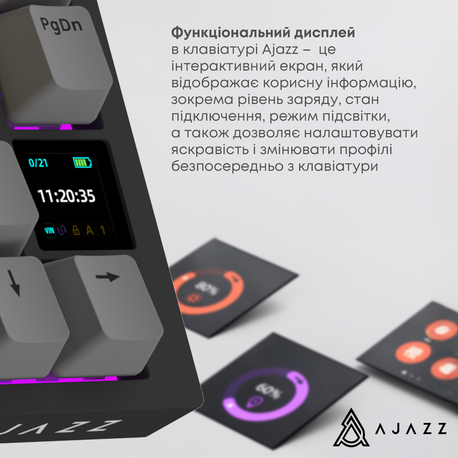 Игровая клавиатура Ajazz AK820 Pro Flying Fish Switches Wireless RGB Black (AK820PRO-FF-BGY) фото