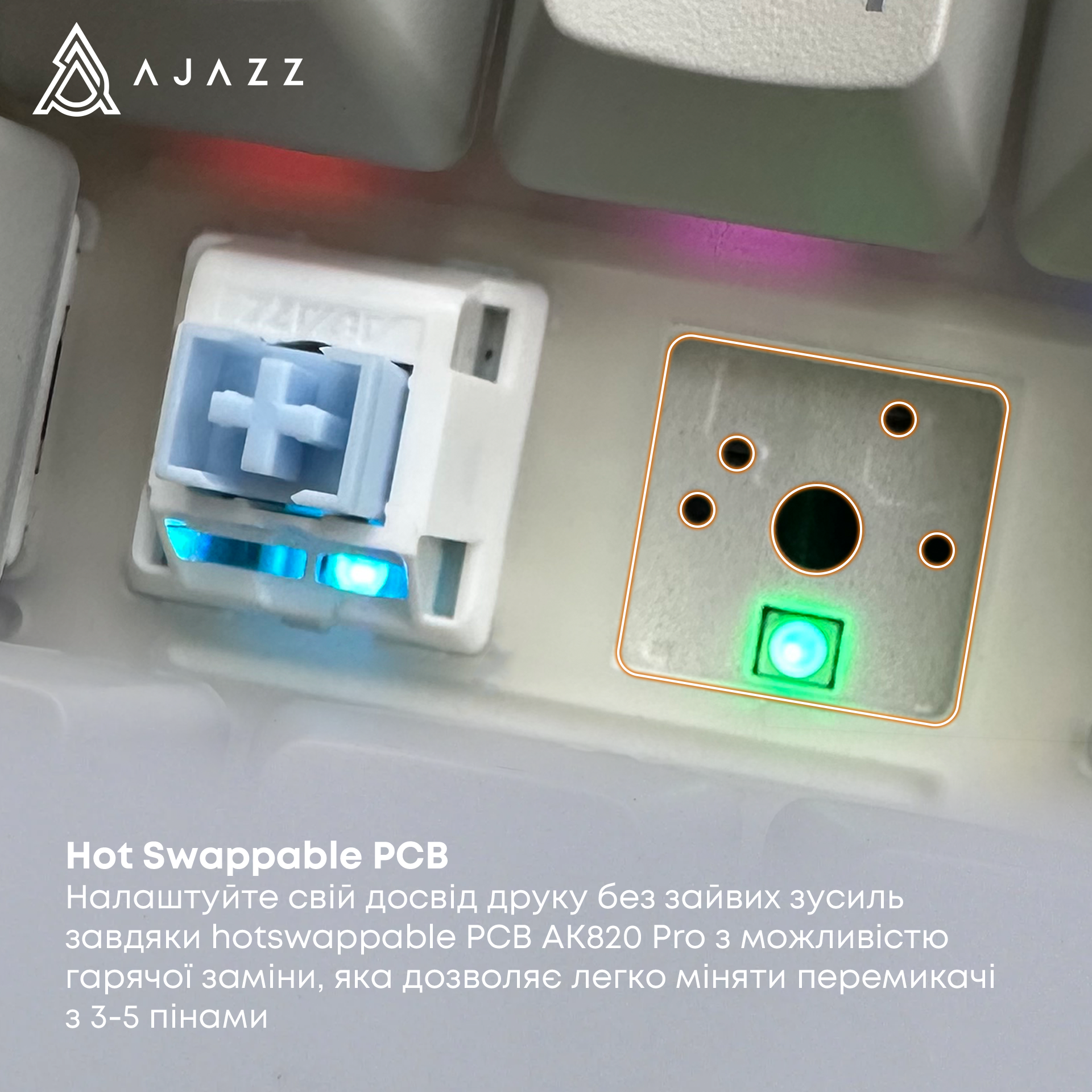 Игровая клавиатура Ajazz AK820 Pro Flying Fish Switches Wireless RGB Black (AK820PRO-FF-BGY) фото