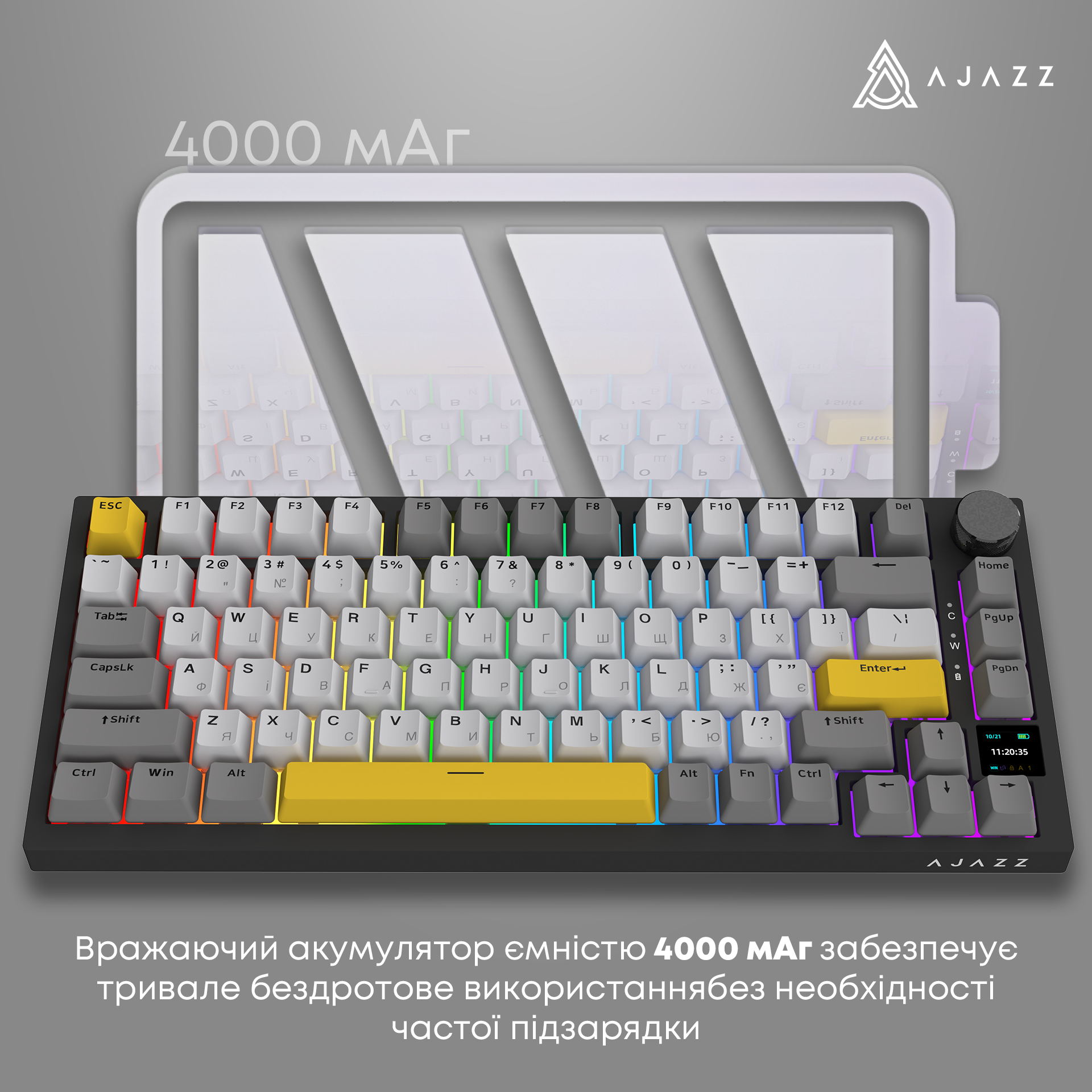 Игровая клавиатура Ajazz AK820 Pro Flying Fish Switches Wireless RGB Black (AK820PRO-FF-BGY) фото