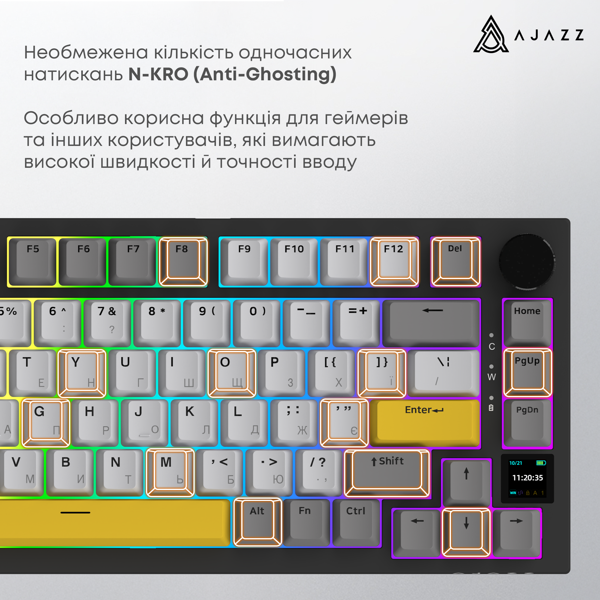 Игровая клавиатура Ajazz AK820 Pro Flying Fish Switches Wireless RGB Black (AK820PRO-FF-BGY) фото