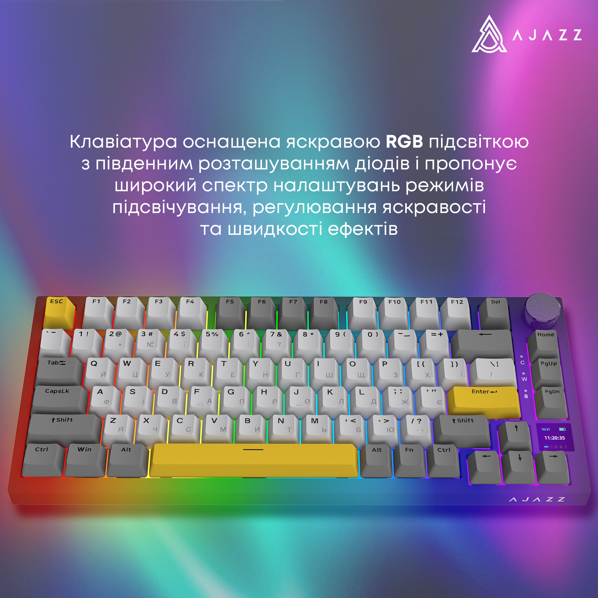 Игровая клавиатура Ajazz AK820 Pro Flying Fish Switches Wireless RGB Black (AK820PRO-FF-BGY) фото
