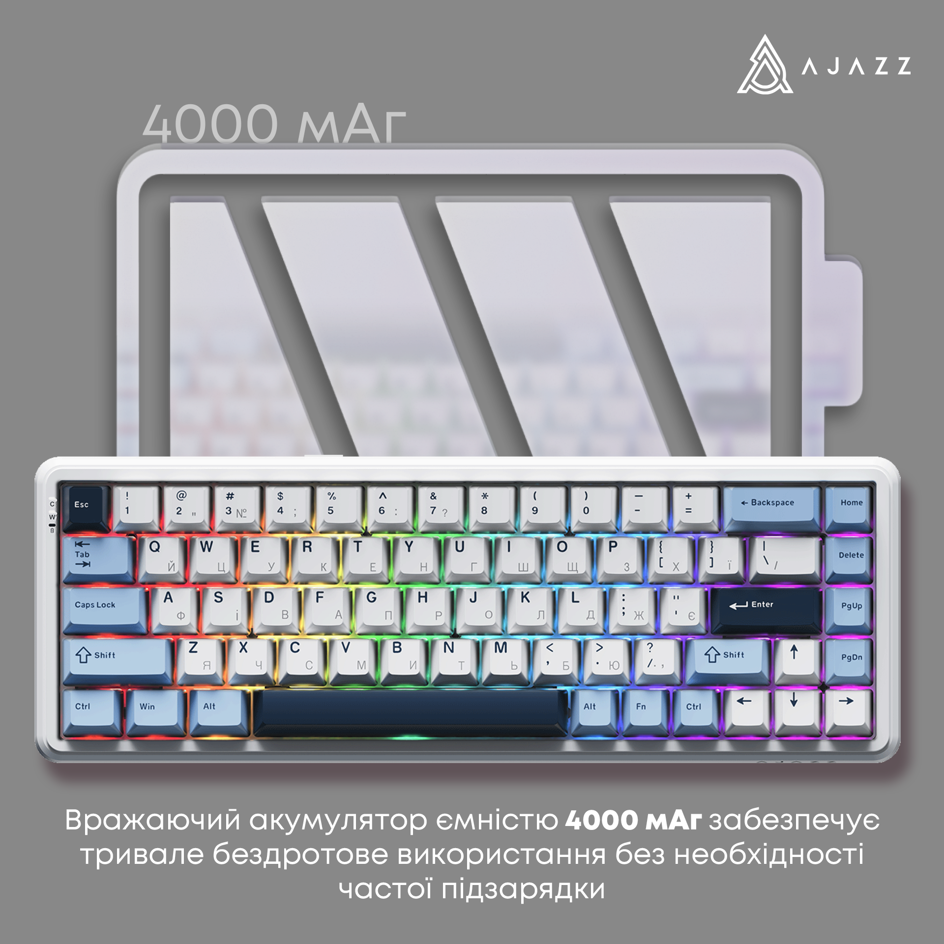 Игровая клавиатура Ajazz AK680 Max Magnetic Switches White (AK680-M-BWD-A) фото6