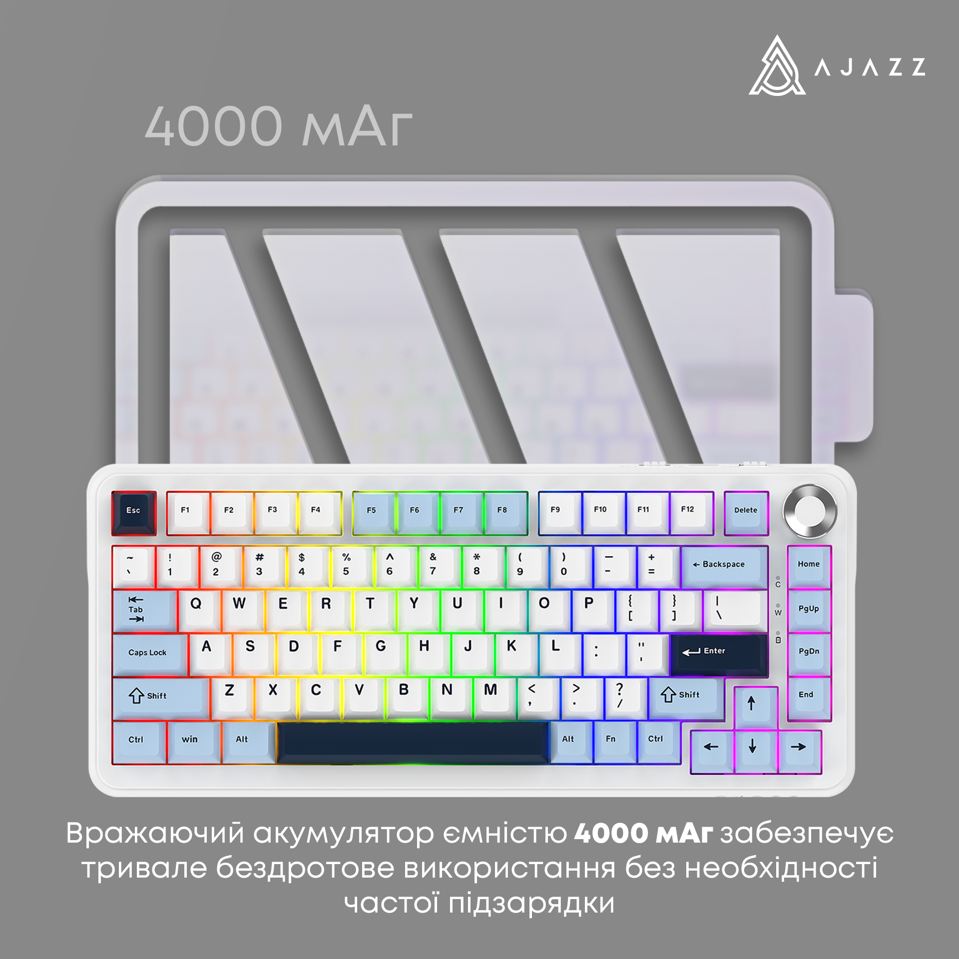 Игровая клавиатура Ajazz AK820 Max Plus Day Dream Switches Wireless White (AK820MAX-DD-BWD) фото