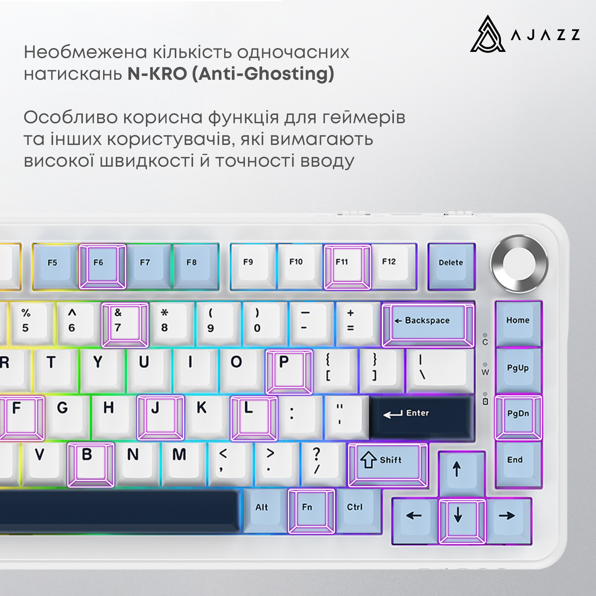 Игровая клавиатура Ajazz AK820 Max Plus Day Dream Switches Wireless White (AK820MAX-DD-BWD) фото