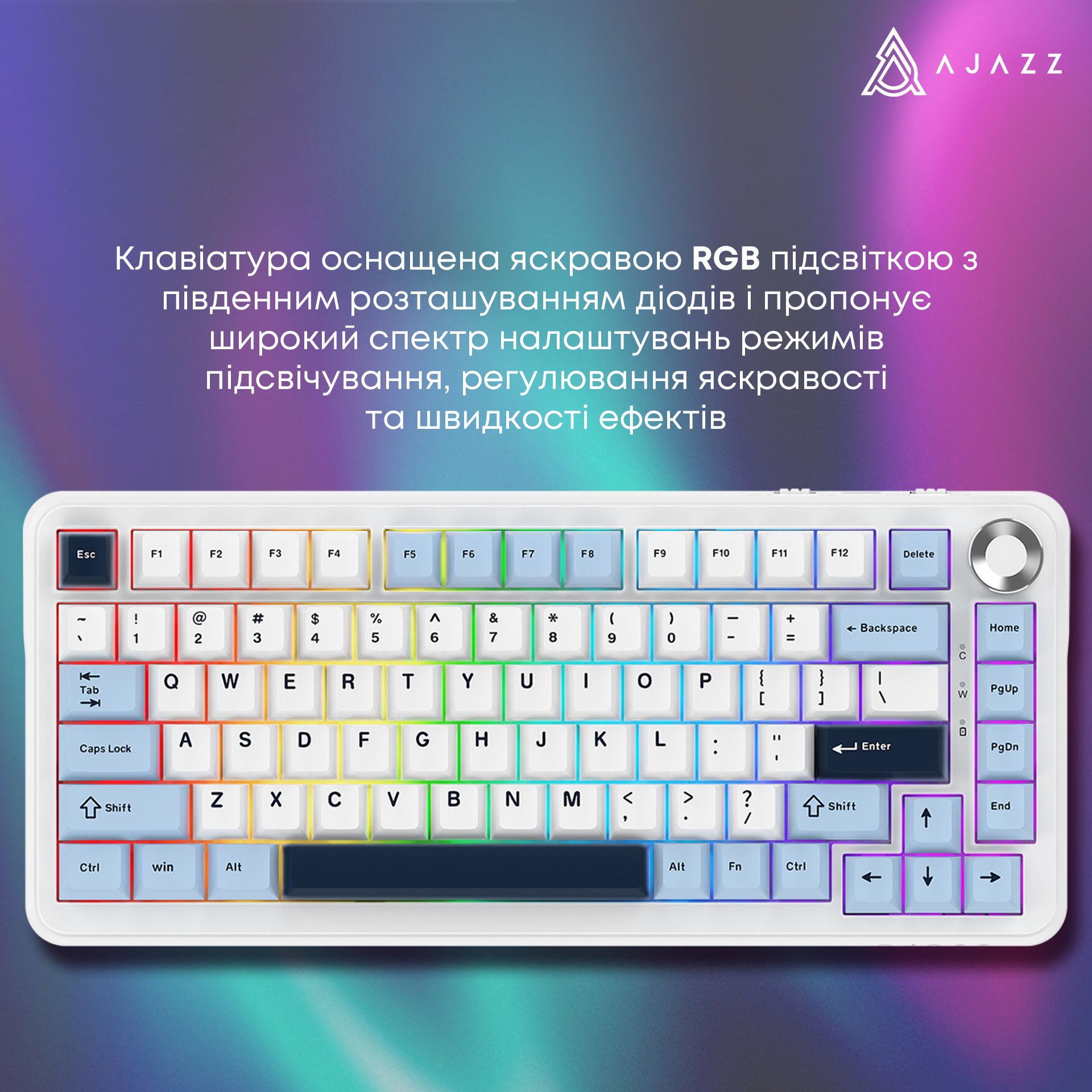 Игровая клавиатура Ajazz AK820 Max Plus Day Dream Switches Wireless White (AK820MAX-DD-BWD) фото