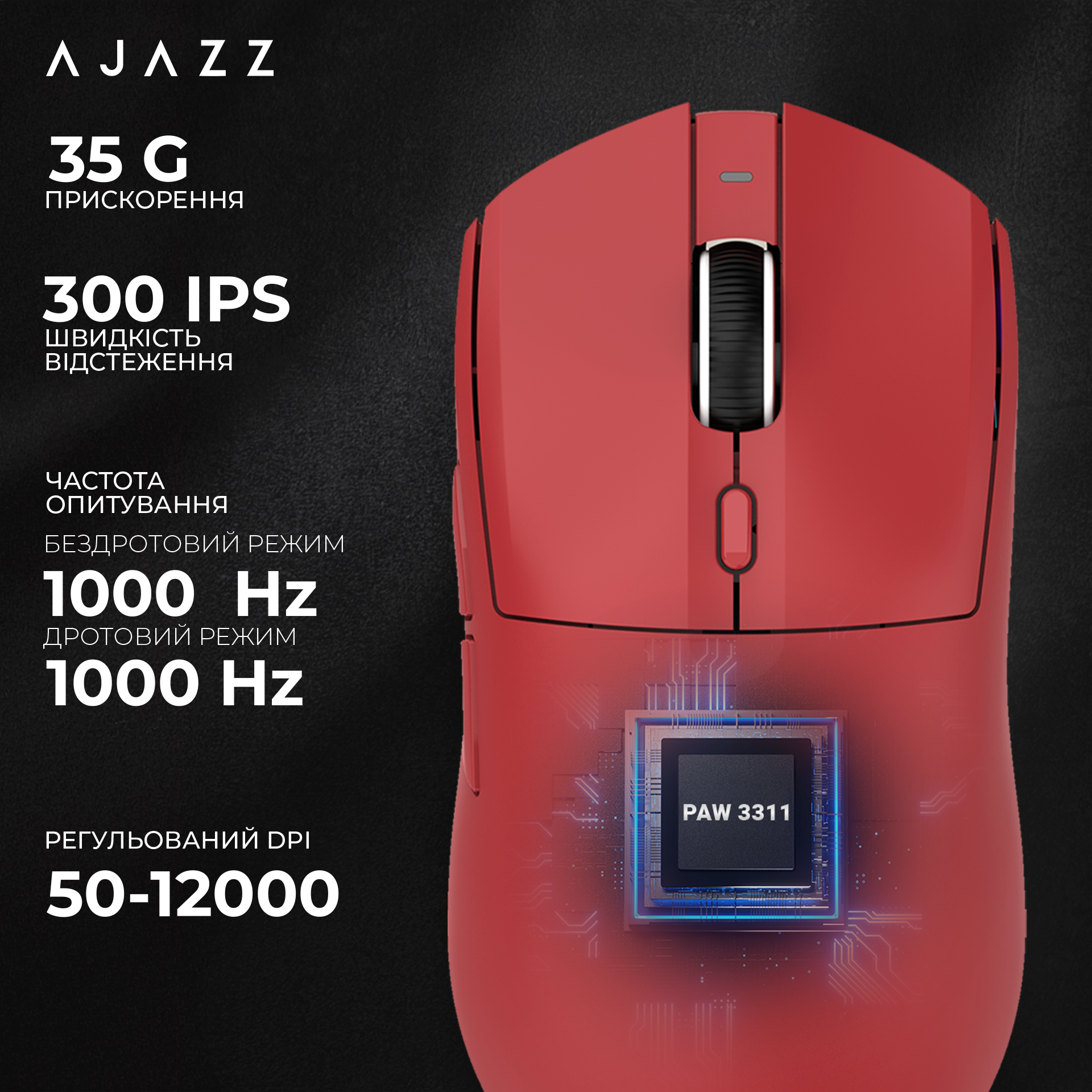 Ігрова миша Ajazz AJ139 V2 MC Wireless Red (AJ139-V2-MC-R) фото10