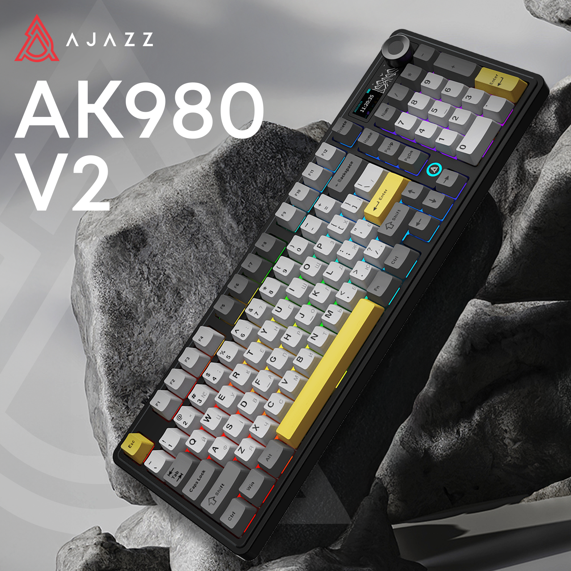 Игровая клавиатура Ajazz AK980 V2 Maillard Switches Wireless Black (AK980-V2-M-BGY) фото