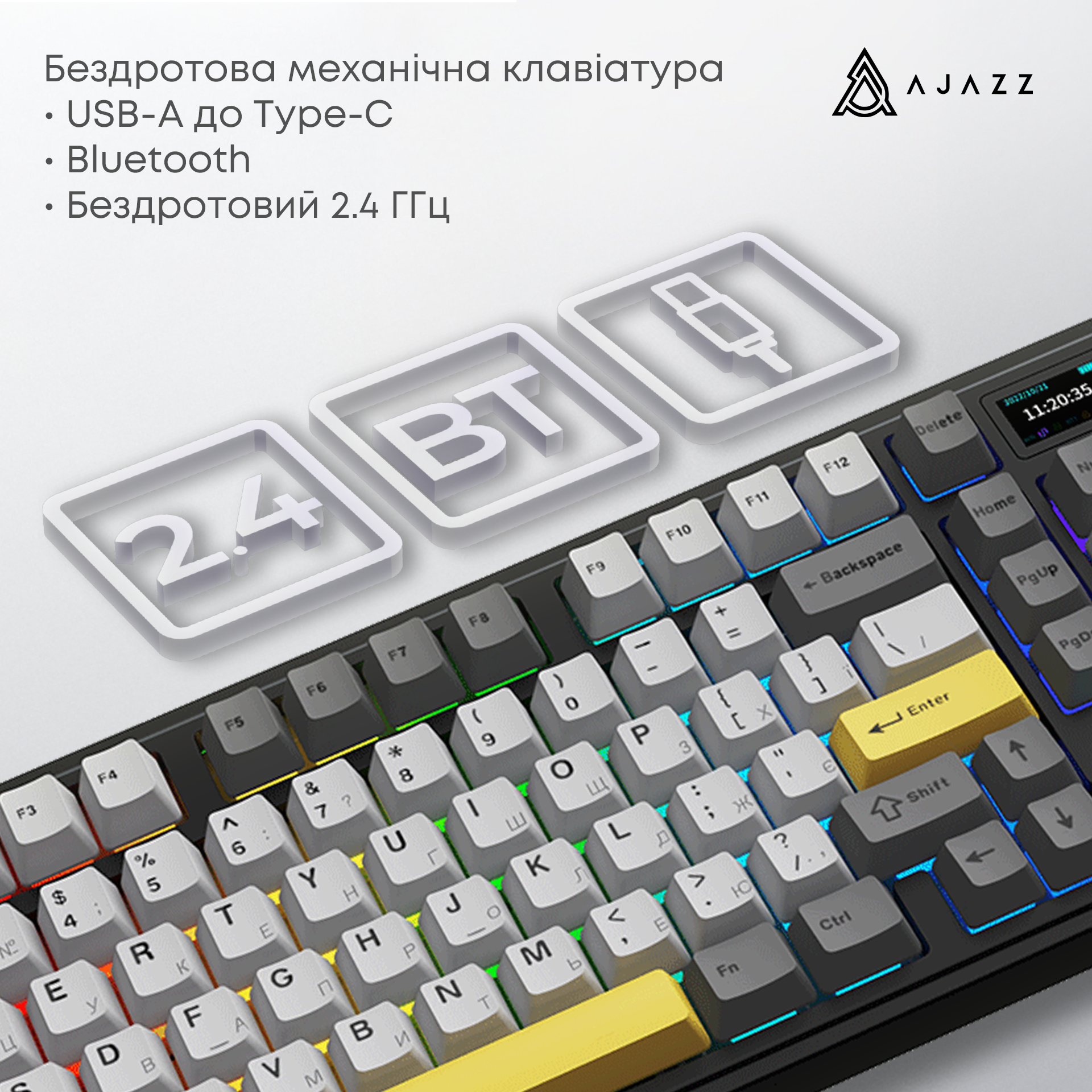 Игровая клавиатура Ajazz AK980 V2 Maillard Switches Wireless Black (AK980-V2-M-BGY) фото