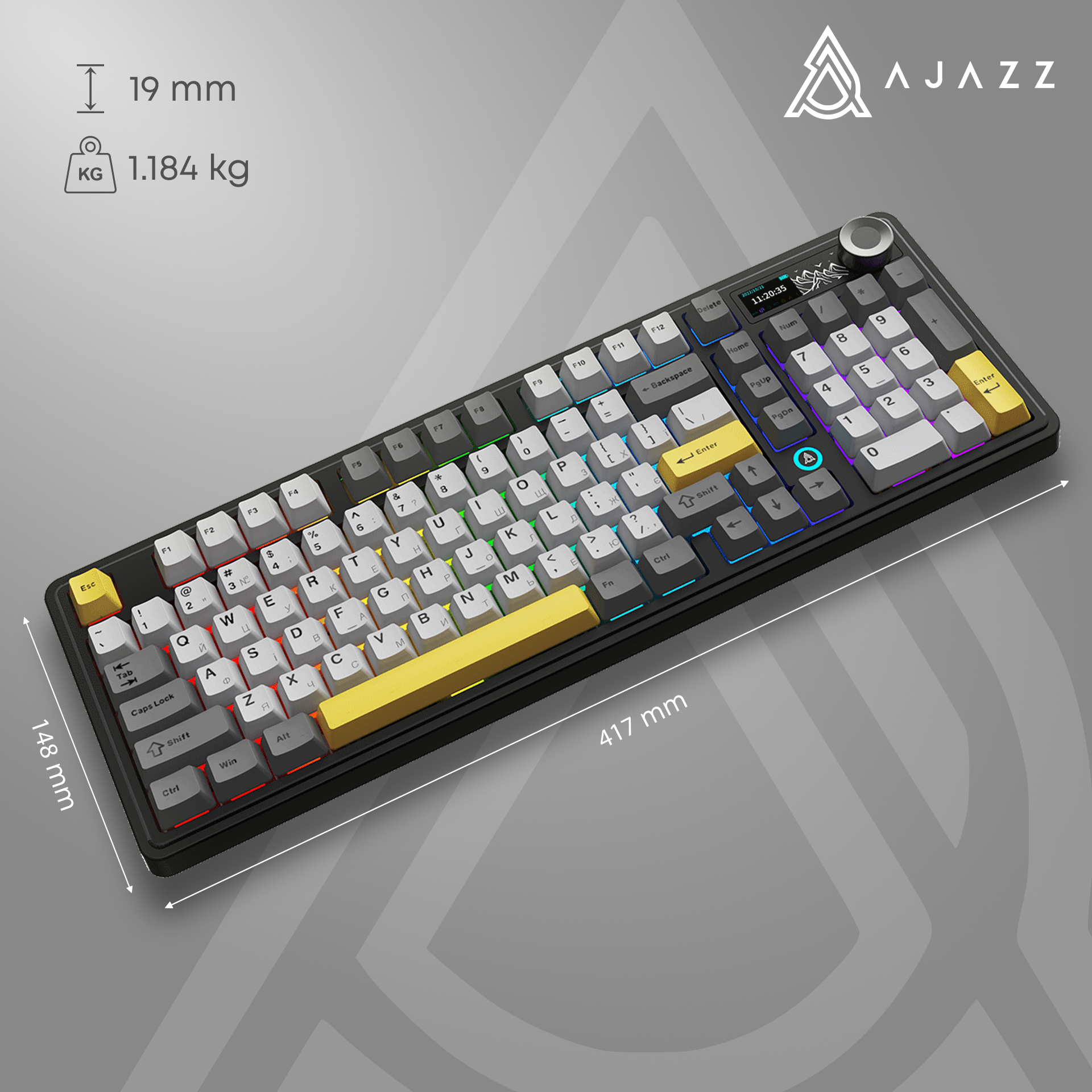 Игровая клавиатура Ajazz AK980 V2 Maillard Switches Wireless Black (AK980-V2-M-BGY) фото