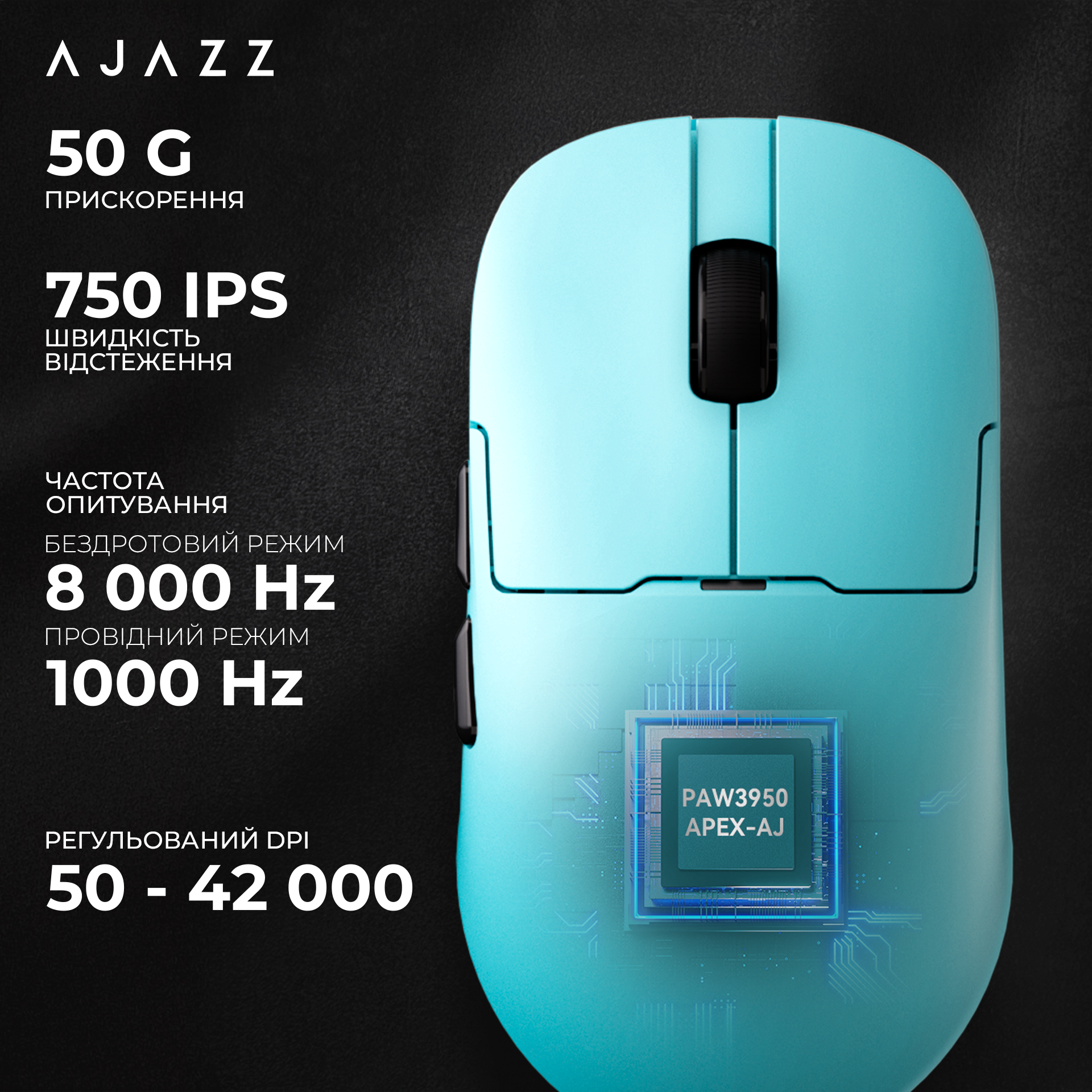 Ігрова миша Ajazz AJ159 Apex Wireless Blue (AJM159-A-BLUE) фото