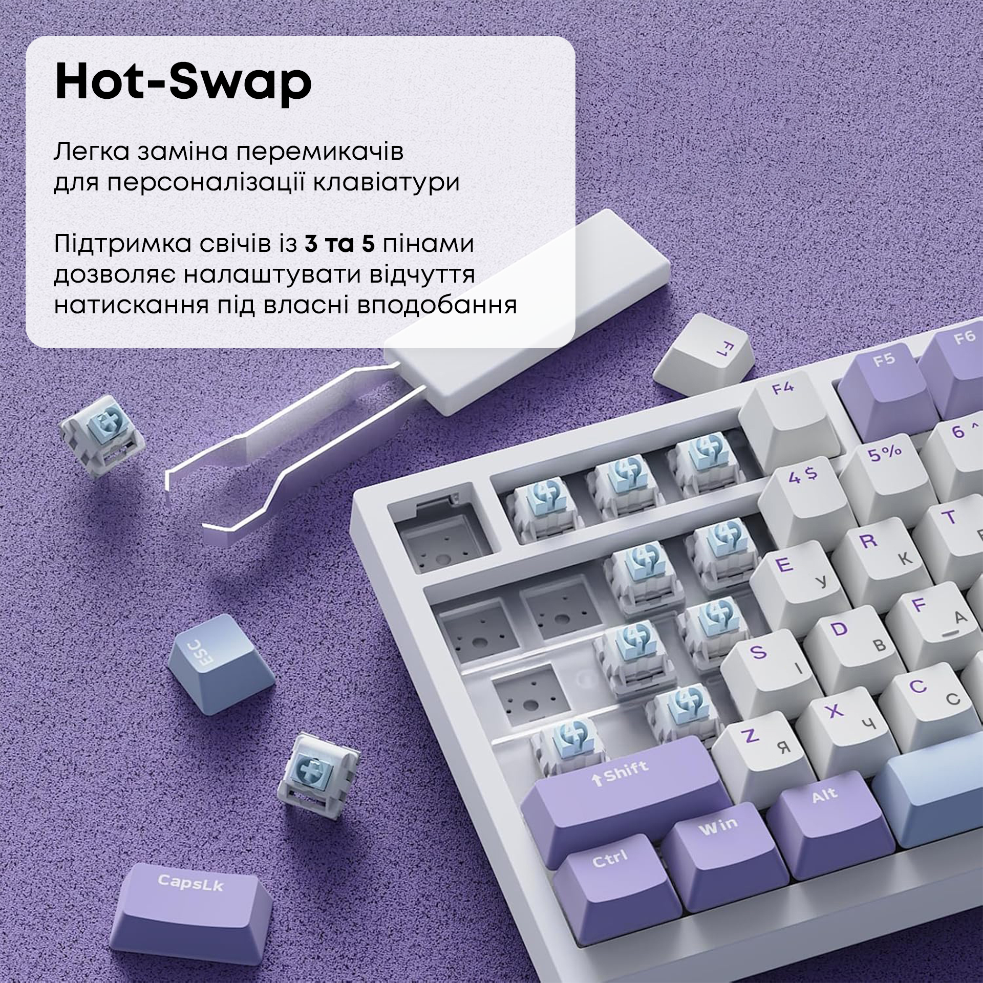 Игровая клавиатура Ajazz AK820 Sea Salt Switches White (AK820-SS-PWB) фото11