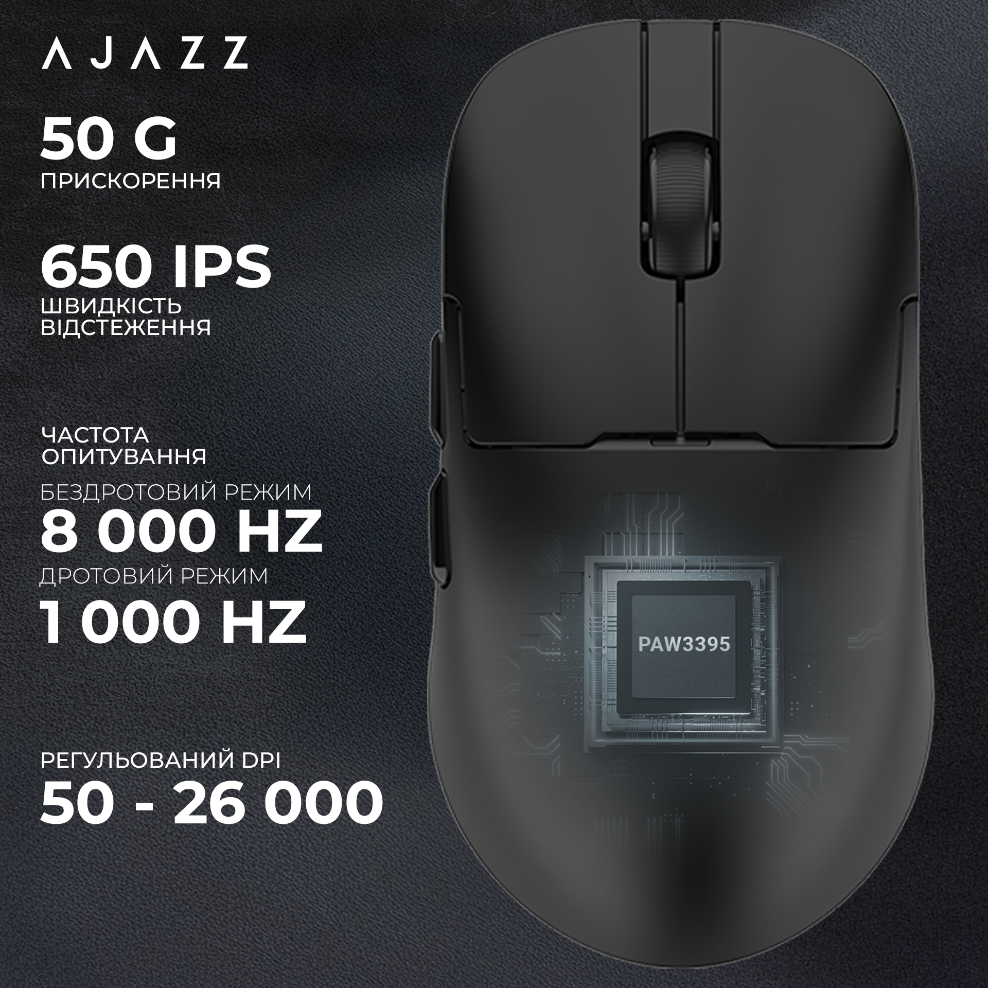 Ігрова миша Ajazz AJ159 Pro Wireless (Charging Dock) Black (AJ159-PRO-B) фото
