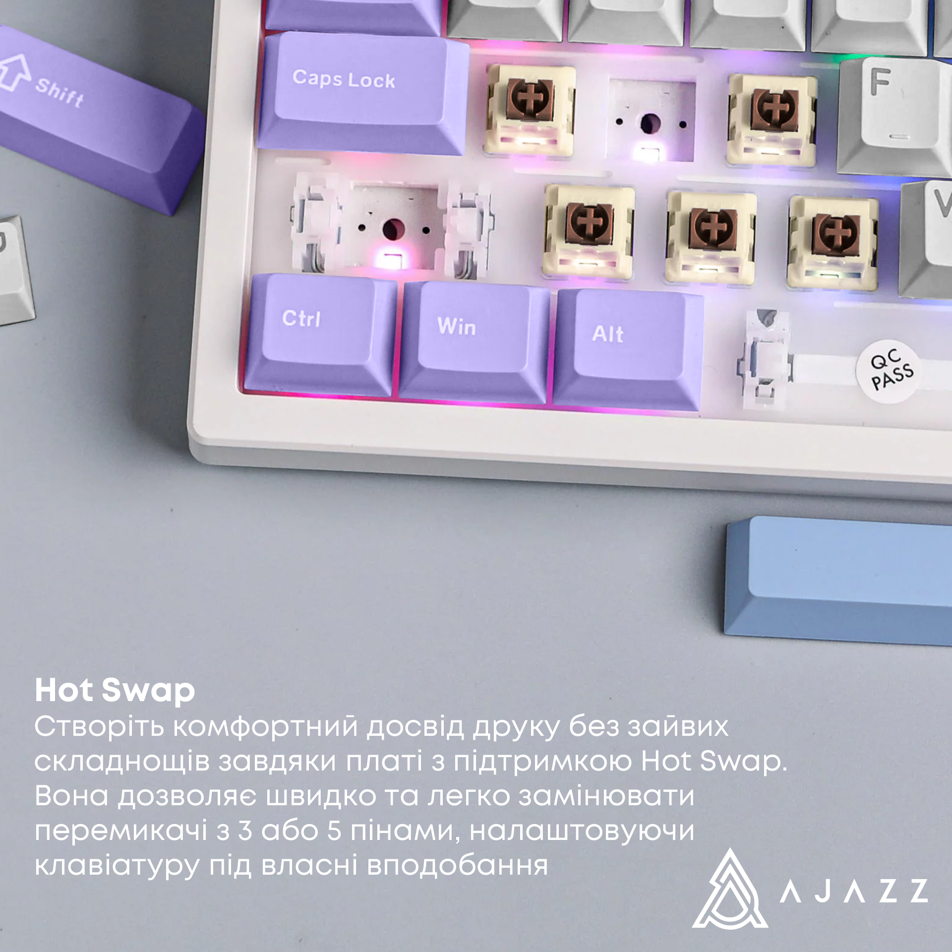 Игровая клавиатура Ajazz AK980 V2 Maillard Switches Wireless Purple-White-Blue (AK980-V2-M-PWB) фото