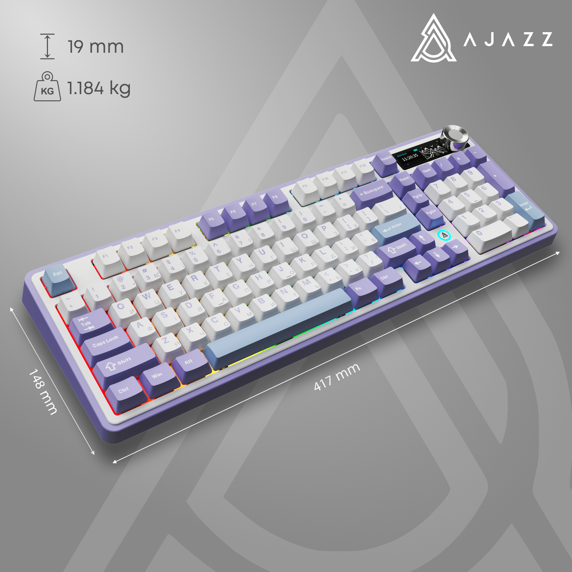Игровая клавиатура Ajazz AK980 V2 Maillard Switches Wireless Purple-White-Blue (AK980-V2-M-PWB) фото